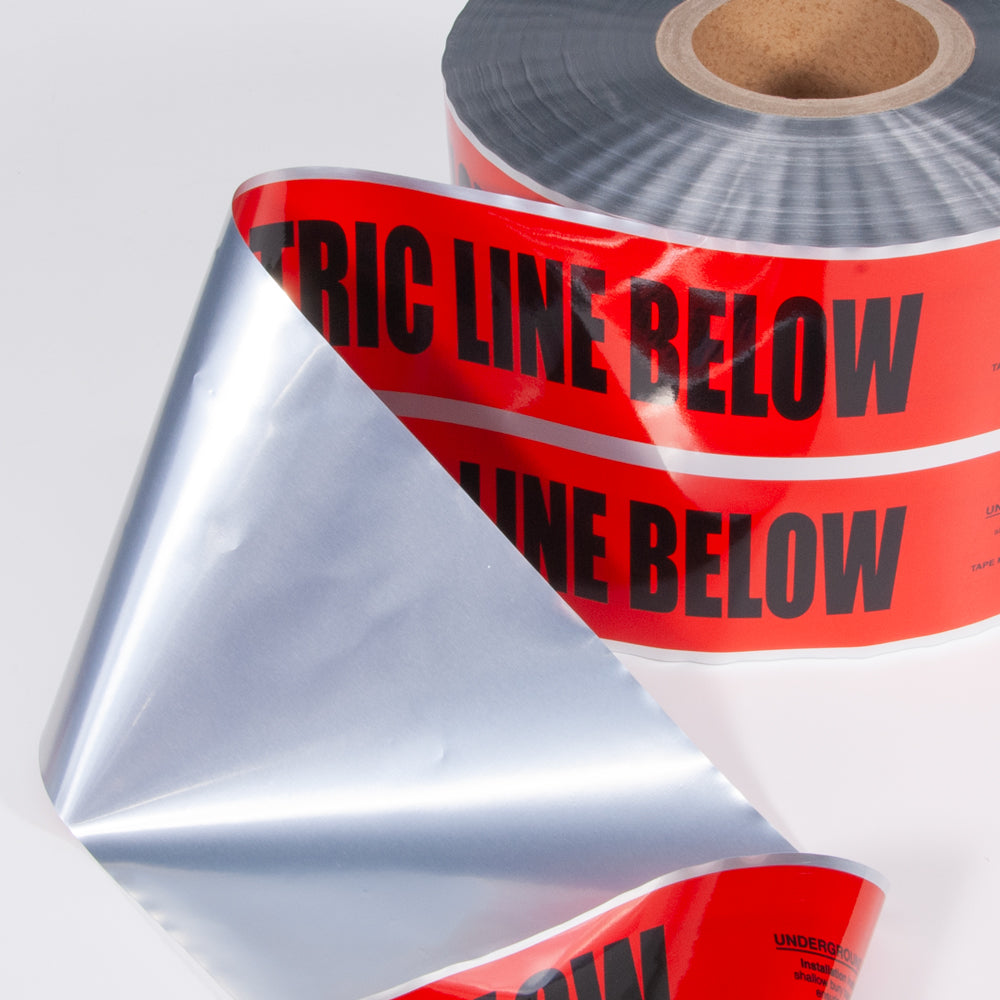 CAUTION BURIED SEWER LINE BELOW Green/Black Detectable Underground Utility Marking Warning Roll Tape (1,000 ft)) - Price per Roll