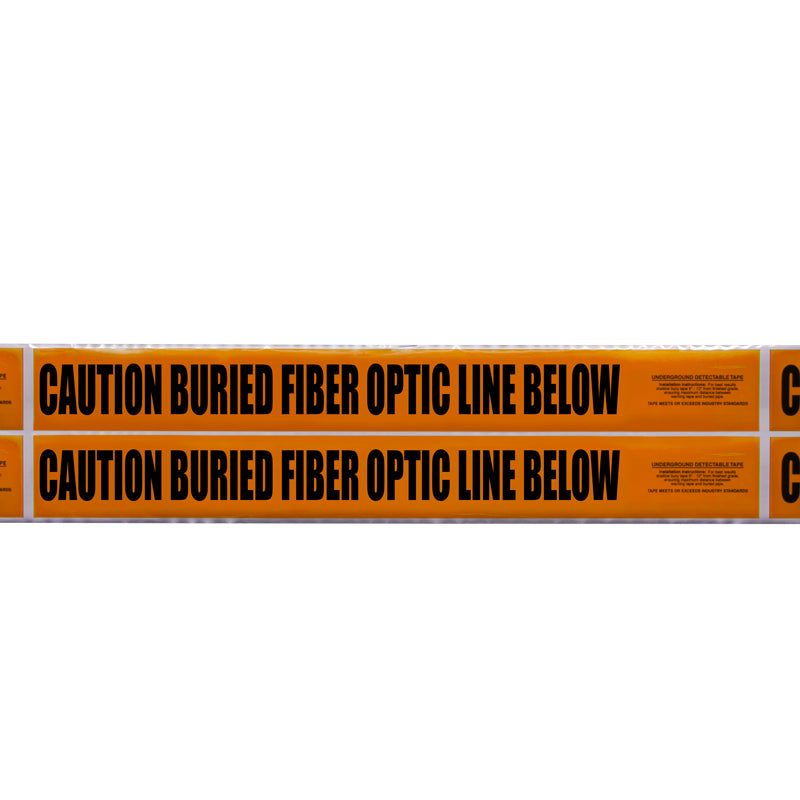 CAUTION BURIED FIBER LINE BELOW Orange/Black Detectable Underground Utility Marking Warning Roll Tape (1,000 ft)) - Price per Roll