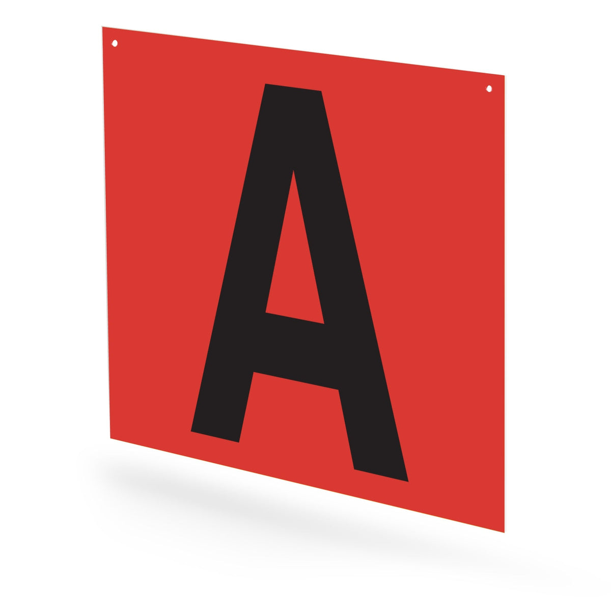 WML10PKAMR Heavy Duty Warehouse Aisle Location Signs (12 in x 10 in) Consecutively Lettered with L-Bend Printed Both Sides (10 /pkg) Letters A - M Red