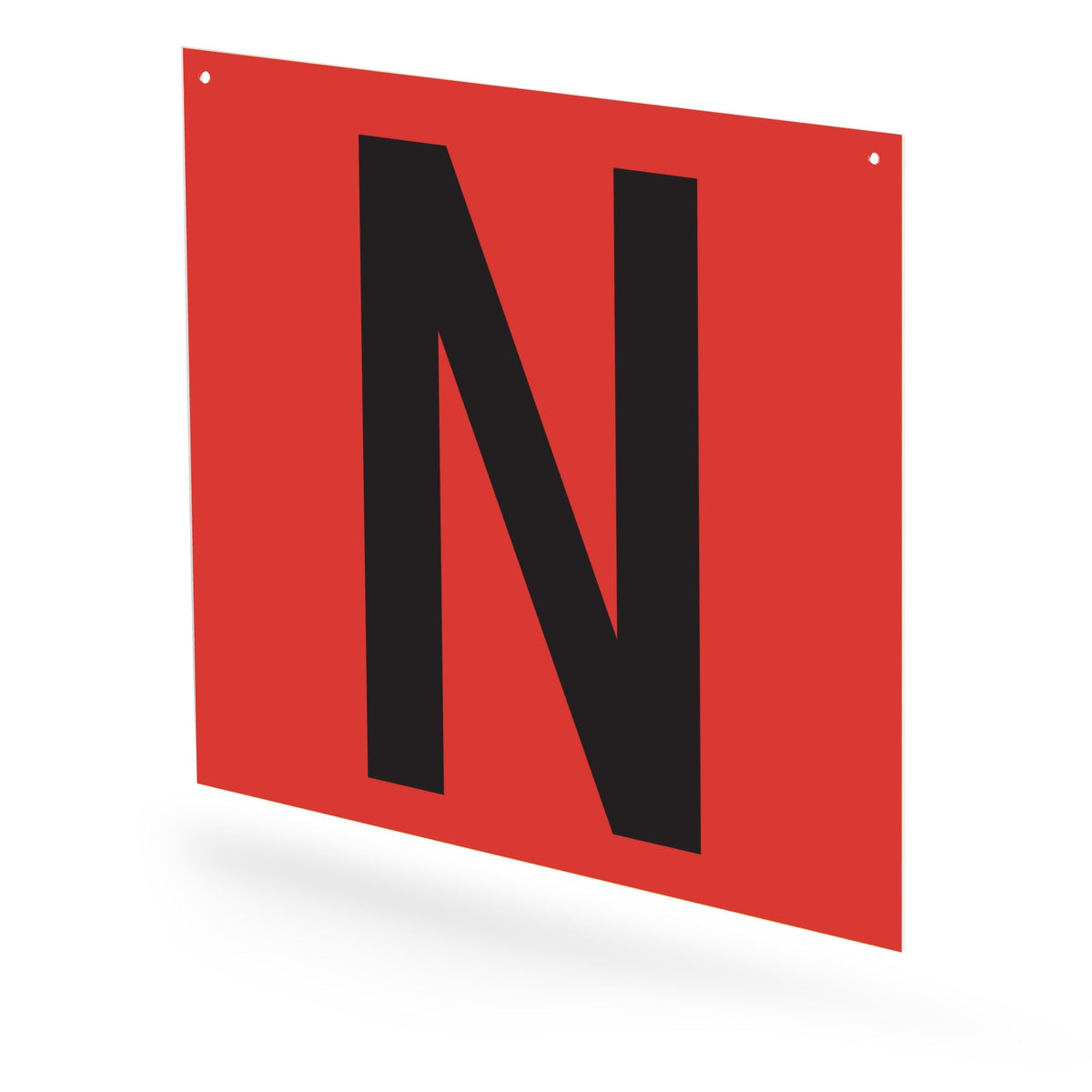 WML10PKNZR Heavy Duty Warehouse Aisle Location Signs (12 in x 10 in) Consecutively Lettered with L-Bend Printed Both Sides (10 /pkg) Letters N - Z Red