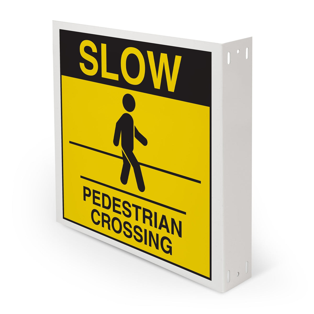 WML103 SLOW PEDESTRIAN CROSSING PrimeGuard® Sign with L-Bend Printed Both Sides (12 in x 12 in)