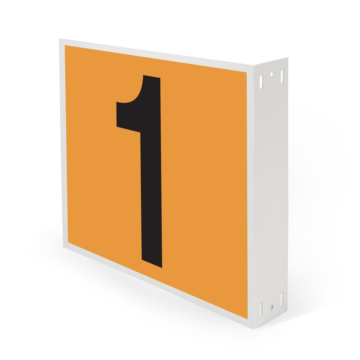 WML10PK01N Heavy Duty Warehouse Aisle Location Signs (12 in x 10 in) Consecutively Numbered with L-Bend Printed Both Sides (10 /pkg) Numbers 1-10 Orange