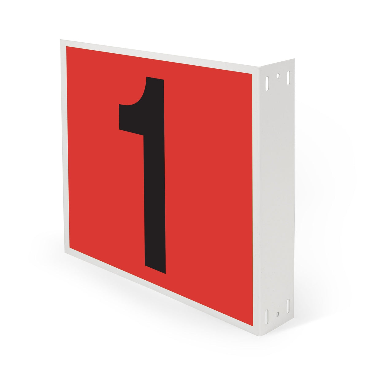 WML10PK01R Heavy Duty Warehouse Aisle Location Signs (12 in x 10 in) Consecutively Numbered with L-Bend Printed Both Sides (10 /pkg) Numbers 1-10 Red
