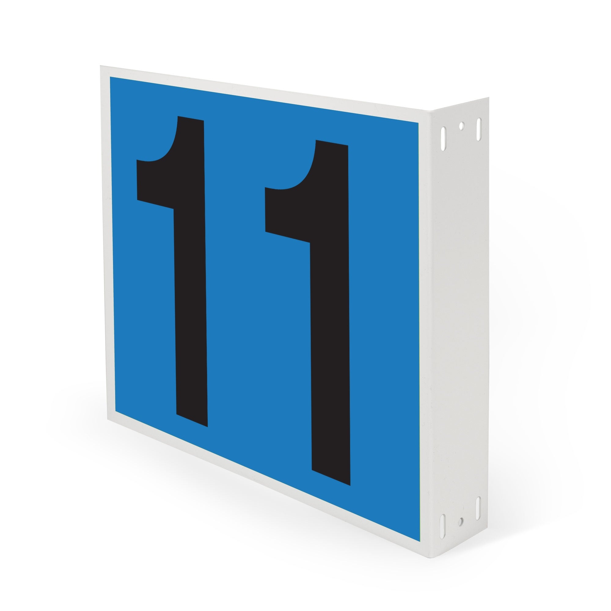 WML10PK11B Heavy Duty Warehouse Aisle Location Signs (12 in x 10 in) Consecutively Numbered with L-Bend Printed Both Sides (10 /pkg) Numbers 11-20 Blue