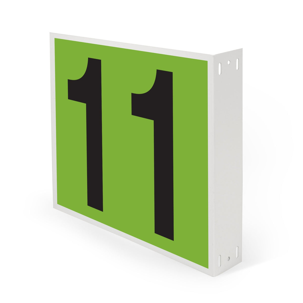 WML10PK11G Heavy Duty Warehouse Aisle Location Signs (12 in x 10 in) Consecutively Numbered with L-Bend Printed Both Sides (10 /pkg) Numbers 11-20 Green