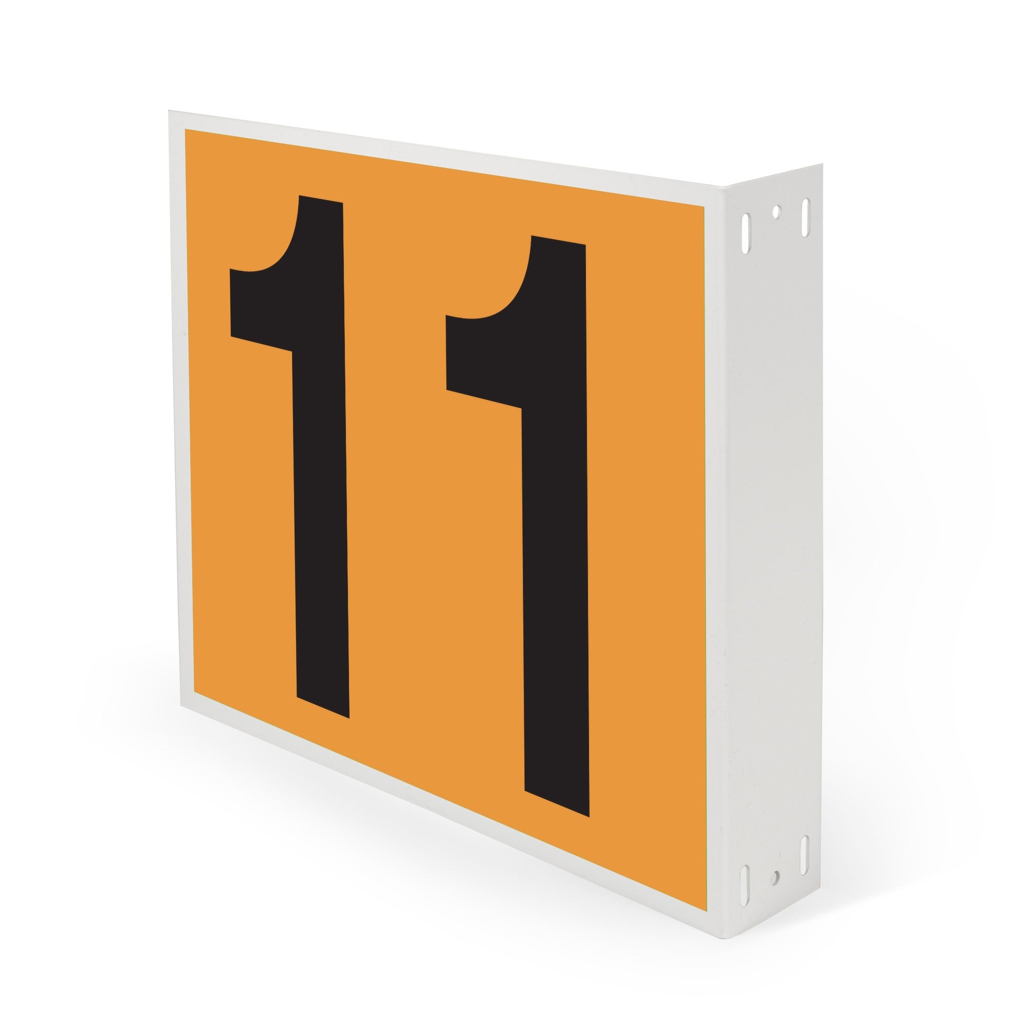 WML10PK11N Heavy Duty Warehouse Aisle Location Signs (12 in x 10 in) Consecutively Numbered with L-Bend Printed Both Sides (10 /pkg) Numbers 11-20 Orange