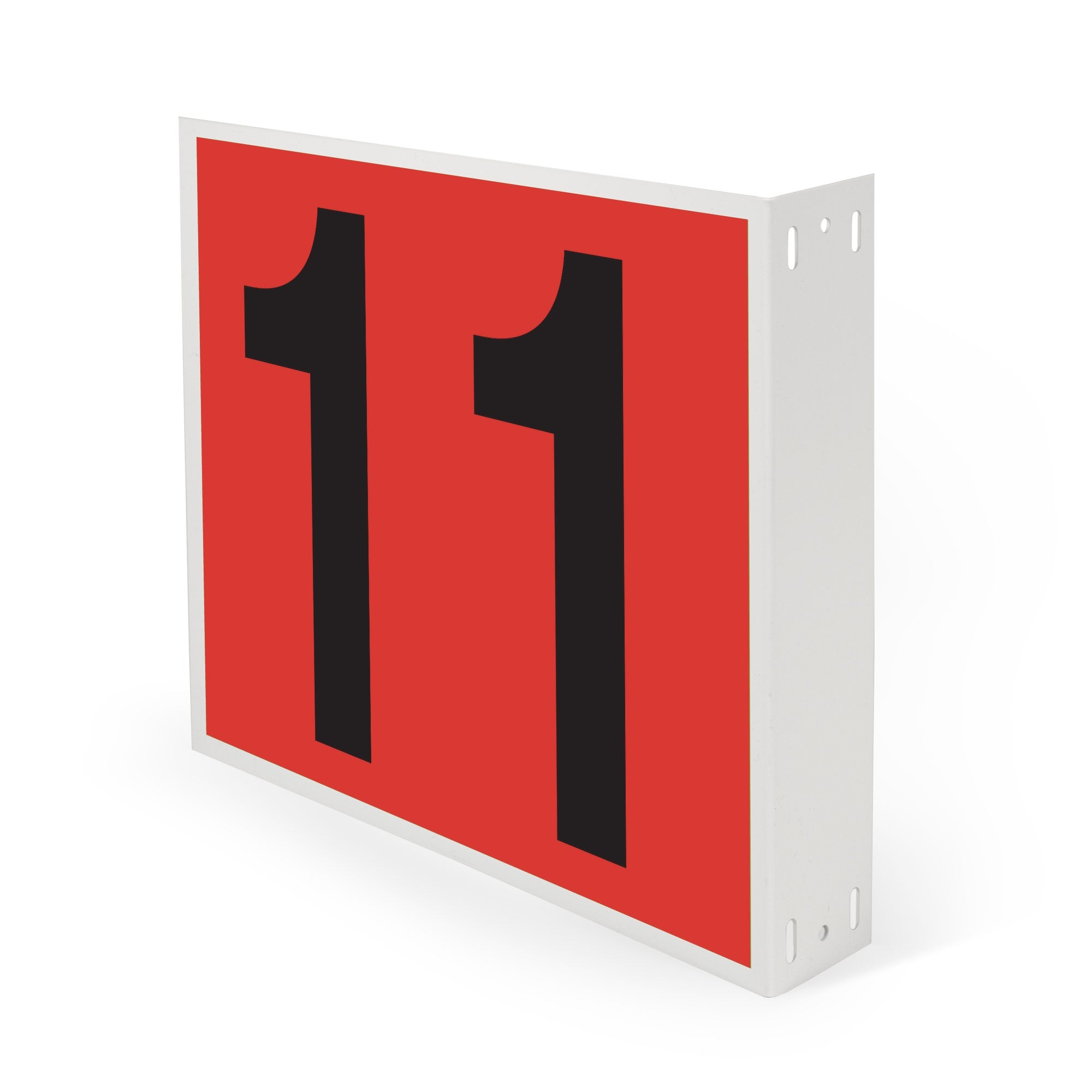 WML10PK11R Heavy Duty Warehouse Aisle Location Signs (12 in x 10 in) Consecutively Numbered with L-Bend Printed Both Sides (10 /pkg) Numbers 11-20 Red