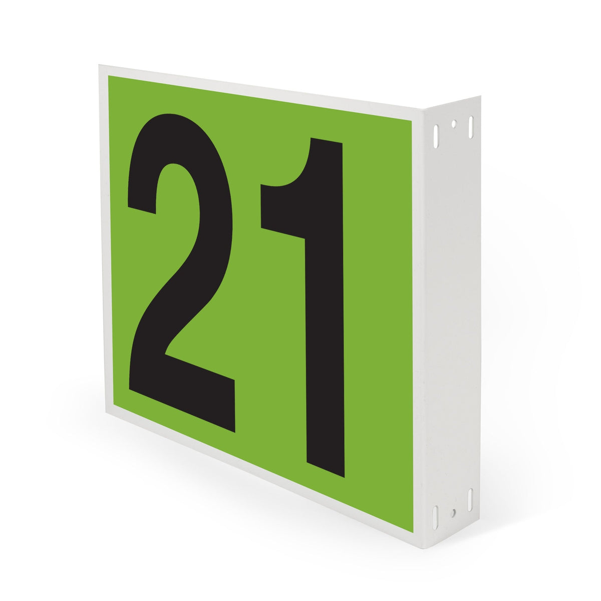 WML10PK21G Heavy Duty Warehouse Aisle Location Signs (12 in x 10 in) Consecutively Numbered with L-Bend Printed Both Sides (10 /pkg) Numbers 21-30 Green