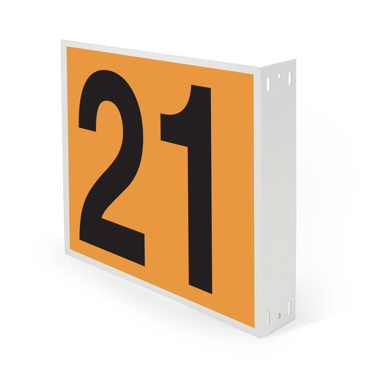 WML10PK21N Heavy Duty Warehouse Aisle Location Signs (12 in x 10 in) Consecutively Numbered with L-Bend Printed Both Sides (10 /pkg) Numbers 21-30 Orange