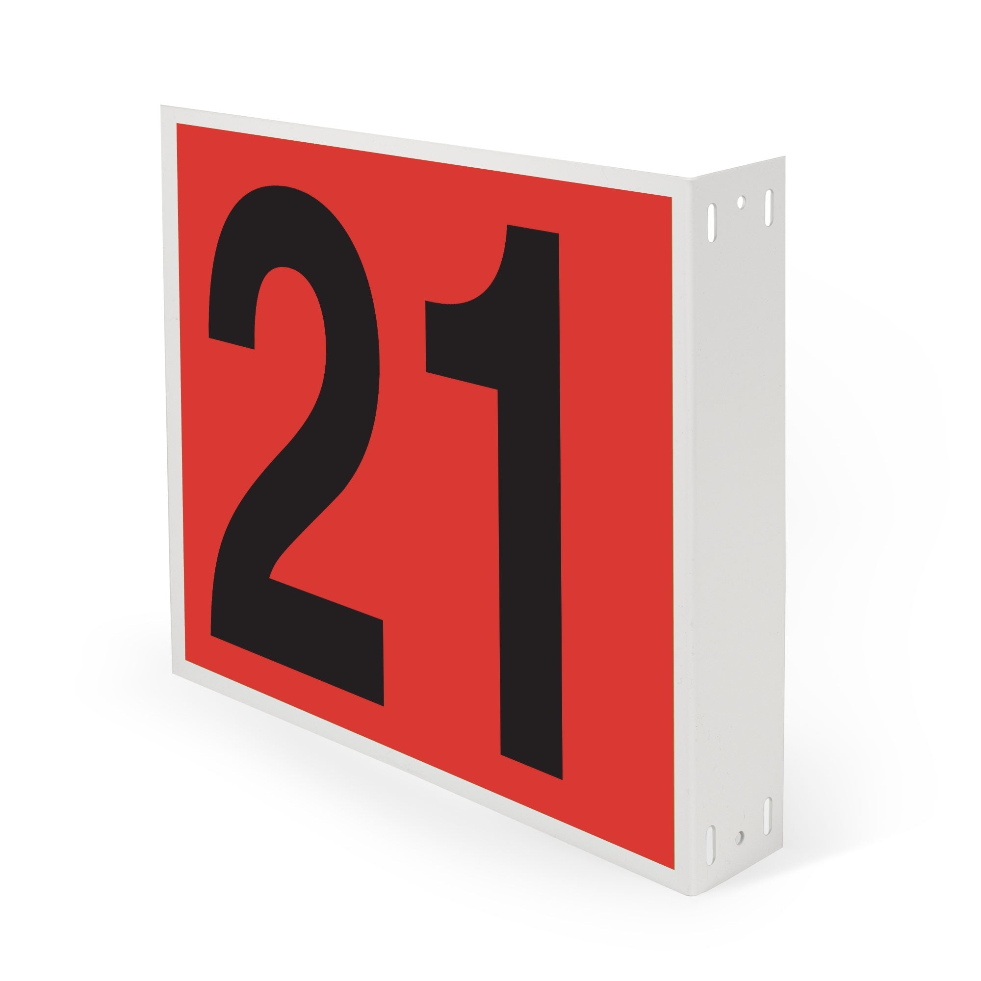 WML10PK21R Heavy Duty Warehouse Aisle Location Signs (12 in x 10 in) Consecutively Numbered with L-Bend Printed Both Sides (10 /pkg) Numbers 21-30 Red