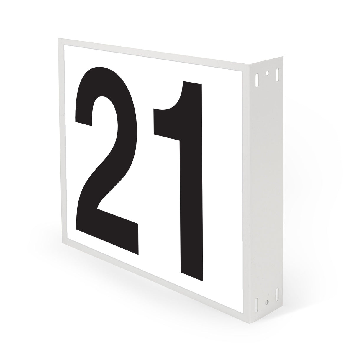 WML10PK21W Heavy Duty Warehouse Aisle Location Signs (12 in x 10 in) Consecutively Numbered with L-Bend Printed Both Sides (10 /pkg) Numbers 21-30 White