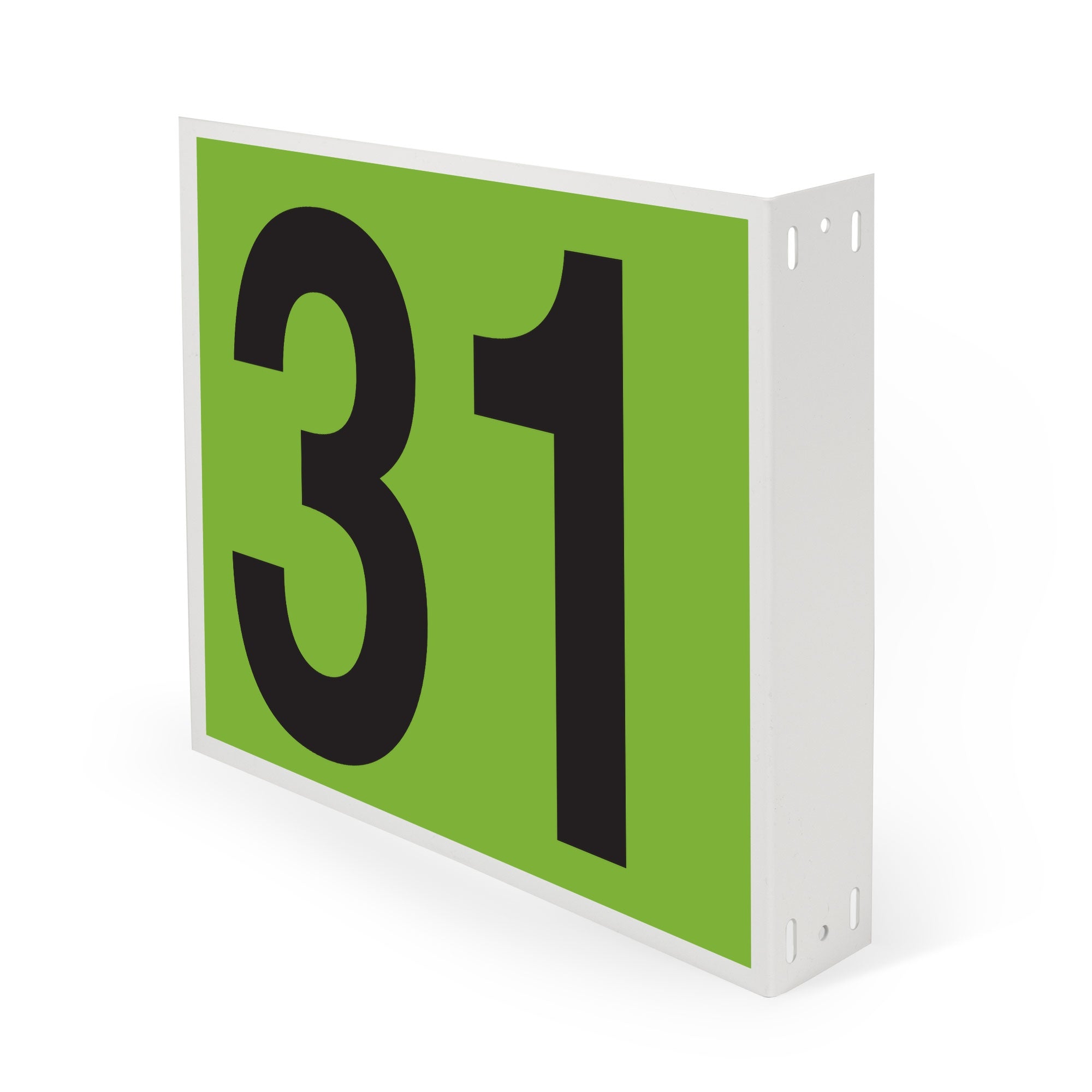 WML10PK31G Heavy Duty Warehouse Aisle Location Signs (12 in x 10 in) Consecutively Numbered with L-Bend Printed Both Sides (10 /pkg) Numbers 31-40 Green