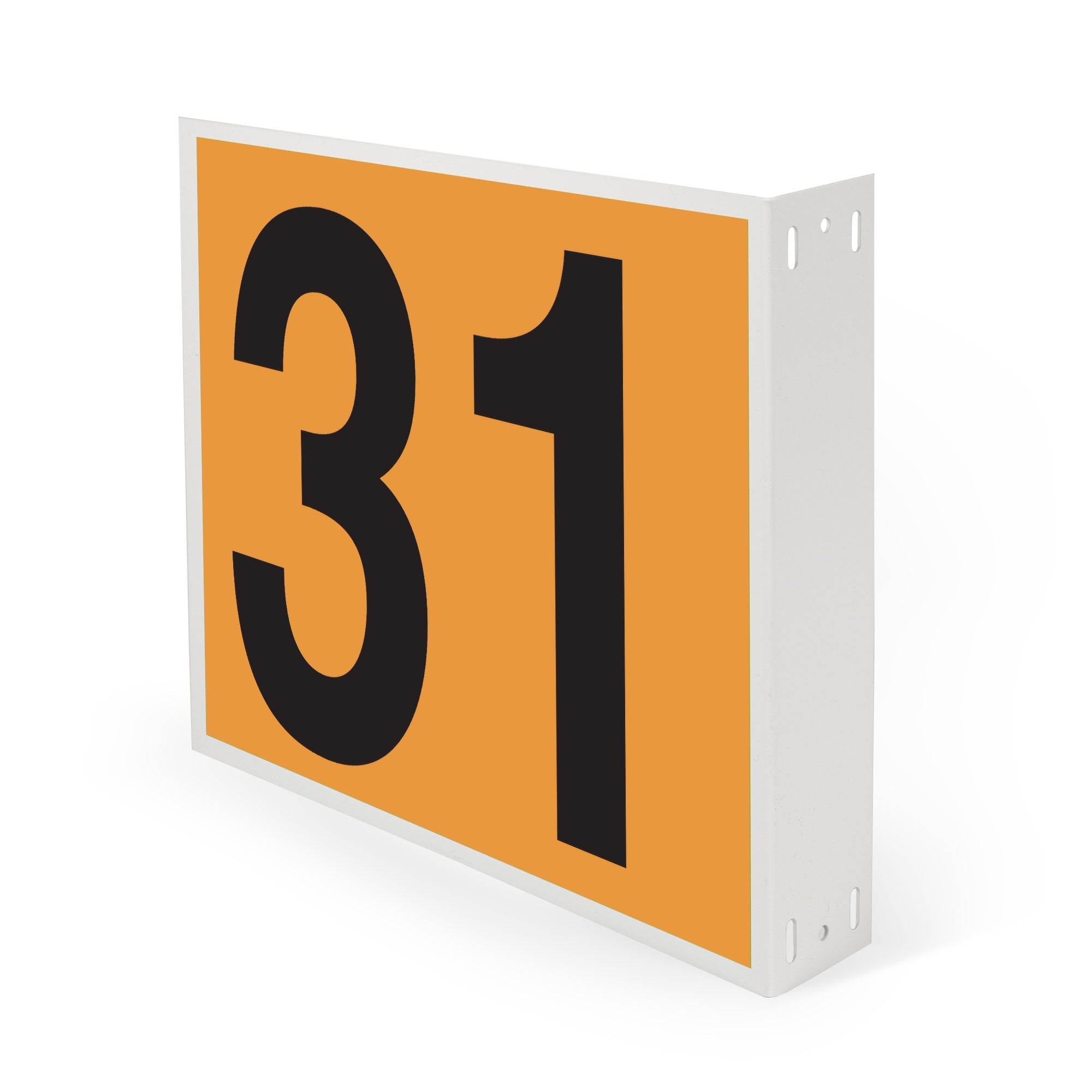 WML10PK31N Heavy Duty Warehouse Aisle Location Signs (12 in x 10 in) Consecutively Numbered with L-Bend Printed Both Sides (10 /pkg) Numbers 31-40 Orange
