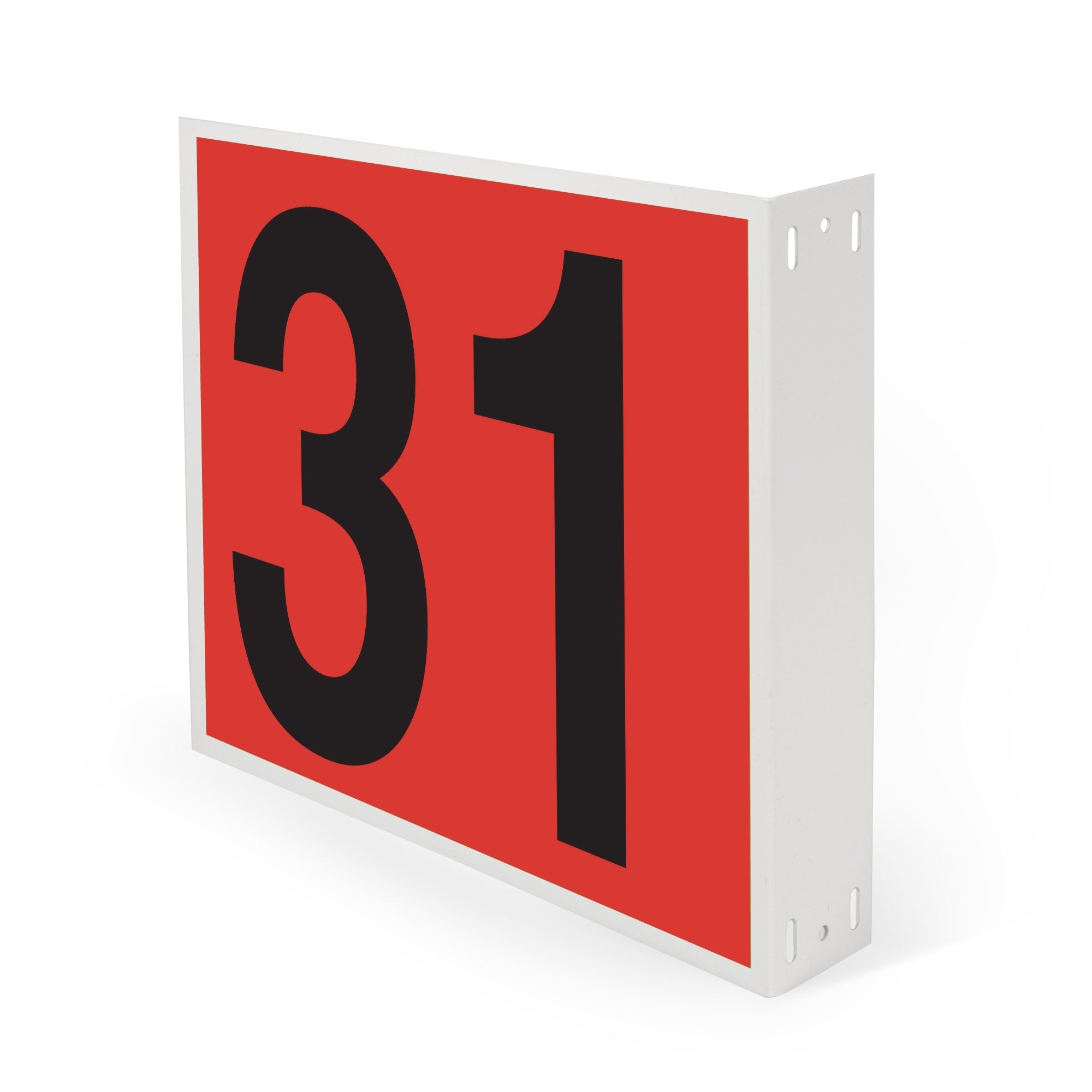WML10PK31R Heavy Duty Warehouse Aisle Location Signs (12 in x 10 in) Consecutively Numbered with L-Bend Printed Both Sides (10 /pkg) Numbers 31-40 Red