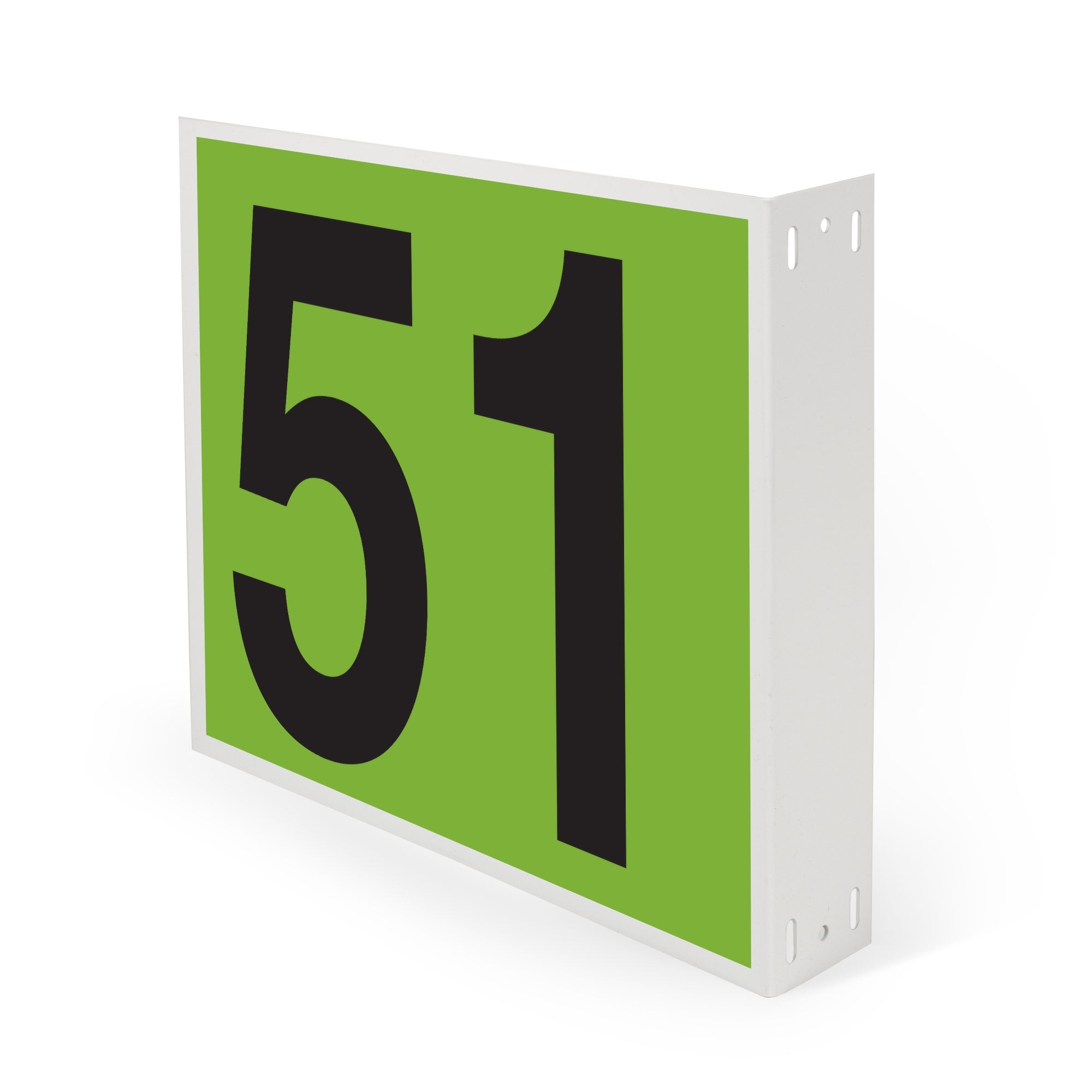 WML10PK51G Heavy Duty Warehouse Aisle Location Signs (12 in x 10 in) Consecutively Numbered with L-Bend Printed Both Sides (10 /pkg) Numbers 50-61 Green