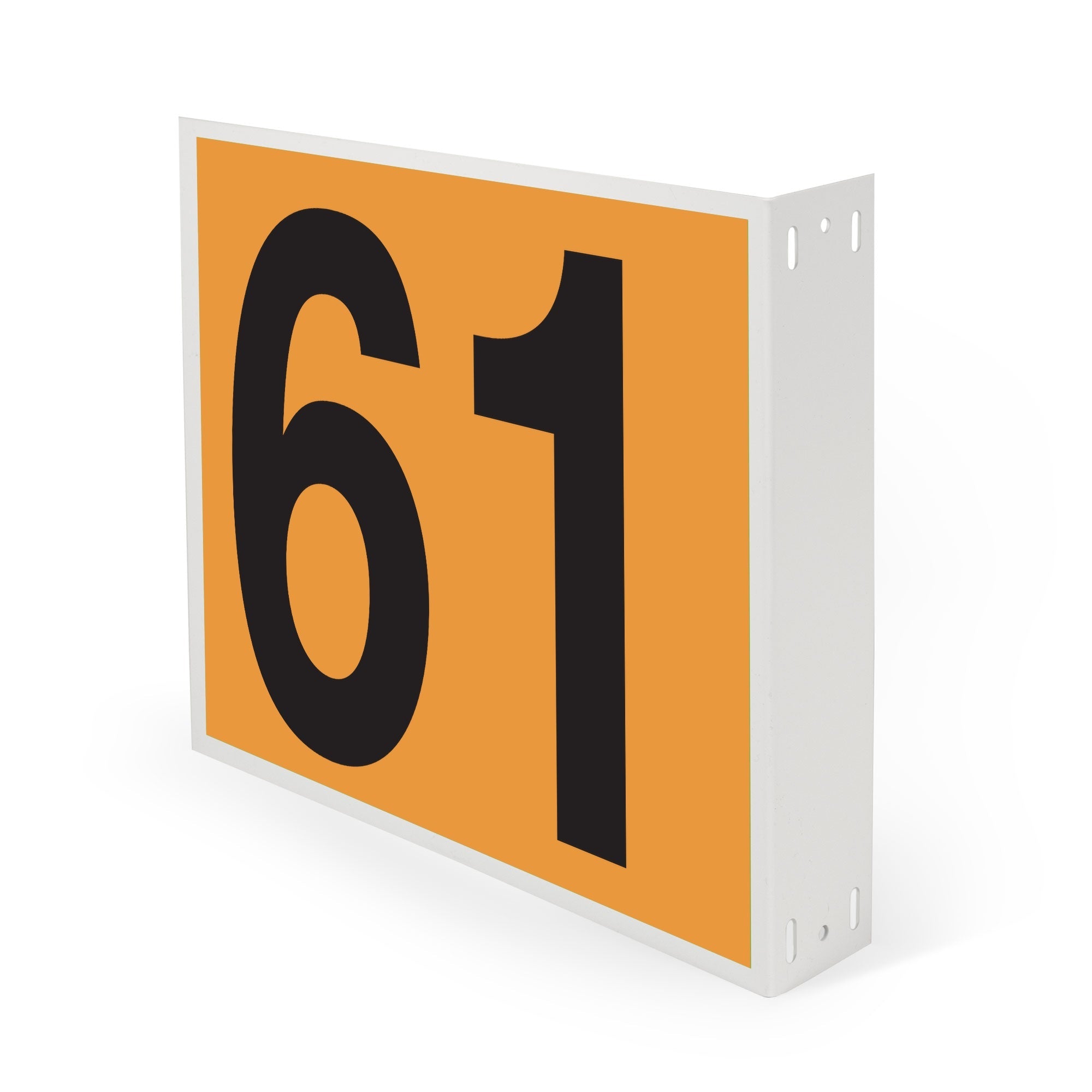 WML10PK61N Heavy Duty Warehouse Aisle Location Signs (12 in x 10 in) Consecutively Numbered with L-Bend Printed Both Sides (10 /pkg) Numbers 61-70 Orange
