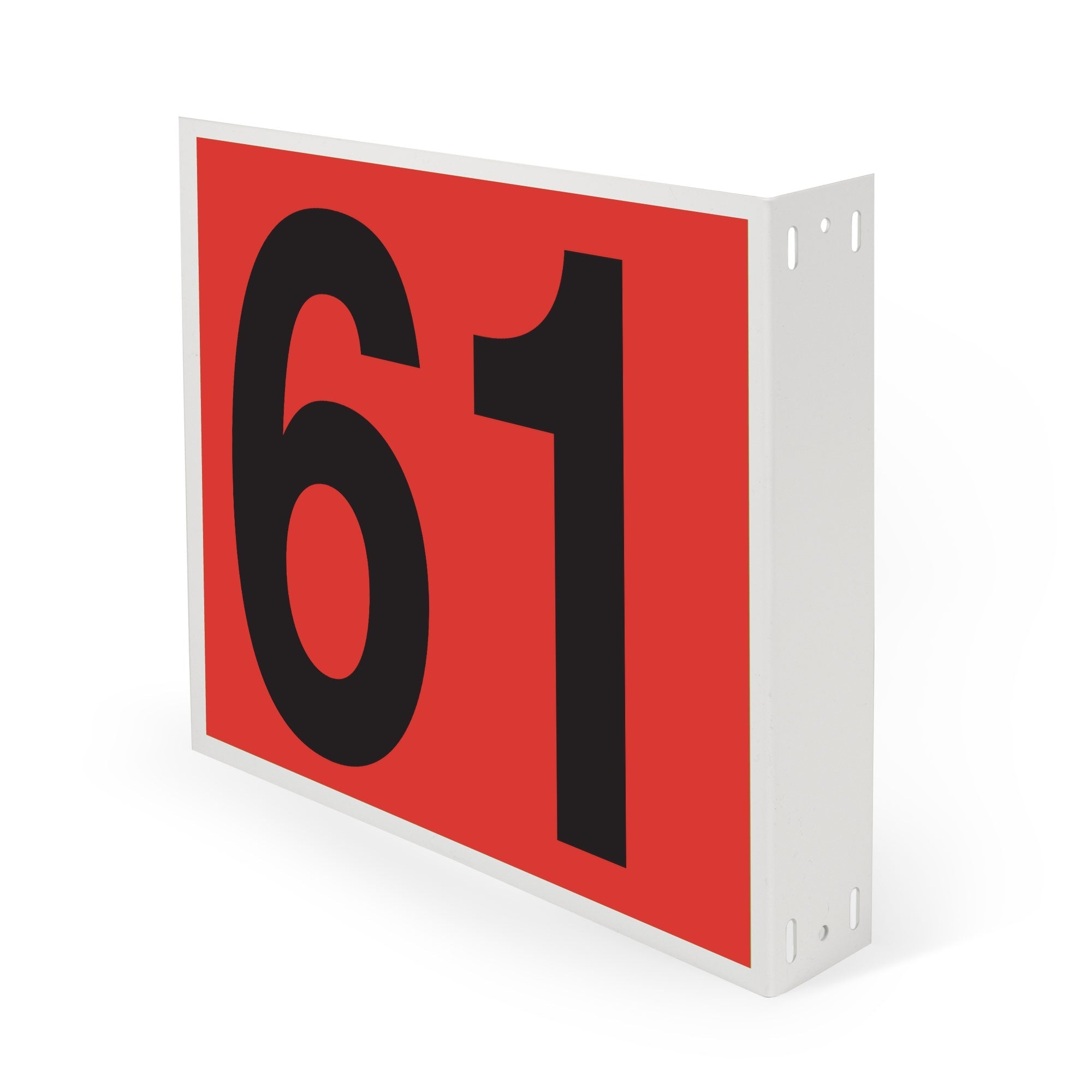 WML10PK61R Heavy Duty Warehouse Aisle Location Signs (12 in x 10 in) Consecutively Numbered with L-Bend Printed Both Sides (10 /pkg) Numbers 61-70 Red