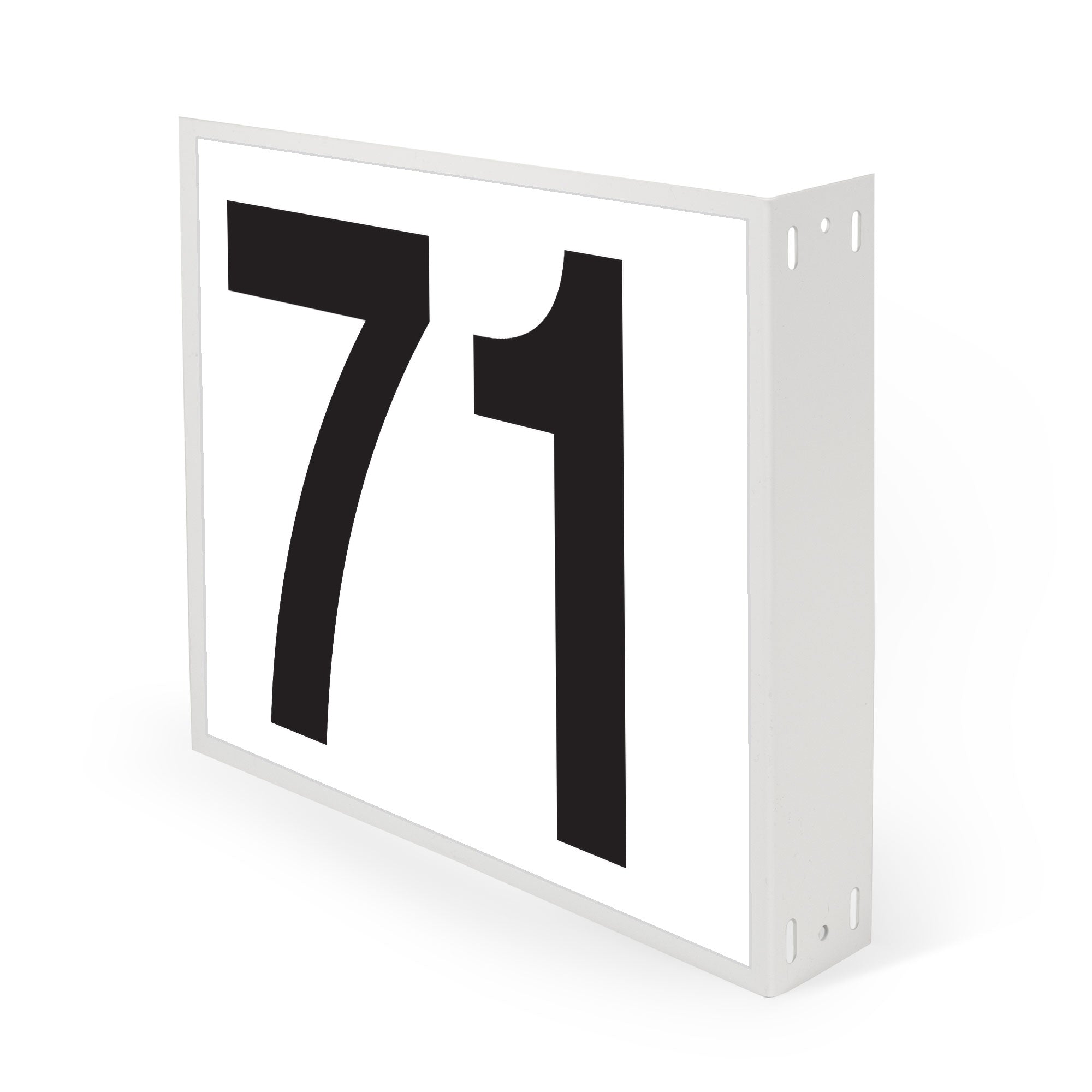 WML10PK71W Heavy Duty Warehouse Aisle Location Signs (12 in x 10 in) Consecutively Numbered with L-Bend Printed Both Sides (10 /pkg) Numbers 71-80 White