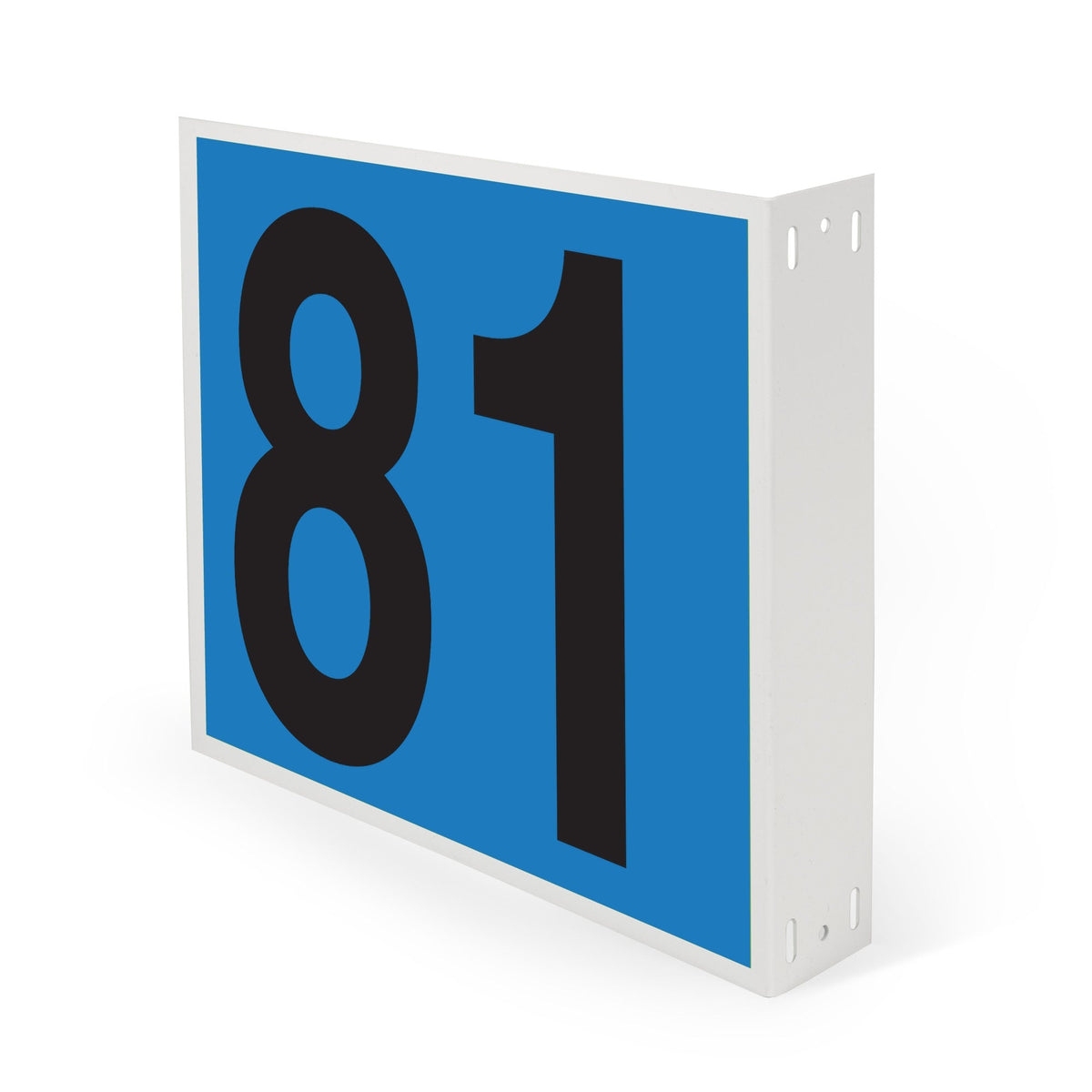 WML10PK81B Heavy Duty Warehouse Aisle Location Signs (12 in x 10 in) Consecutively Numbered with L-Bend Printed Both Sides (10 /pkg) Numbers 81-90 Blue