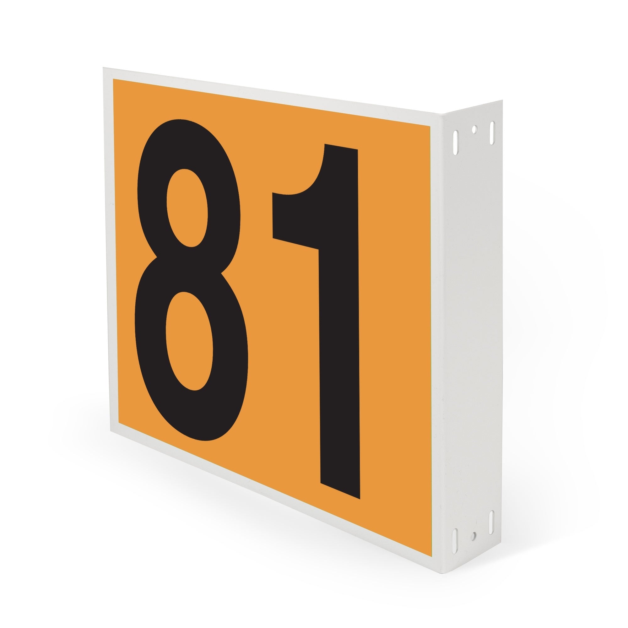 WML10PK81N Heavy Duty Warehouse Aisle Location Signs (12 in x 10 in) Consecutively Numbered with L-Bend Printed Both Sides (10 /pkg) Numbers 81-90 Orange