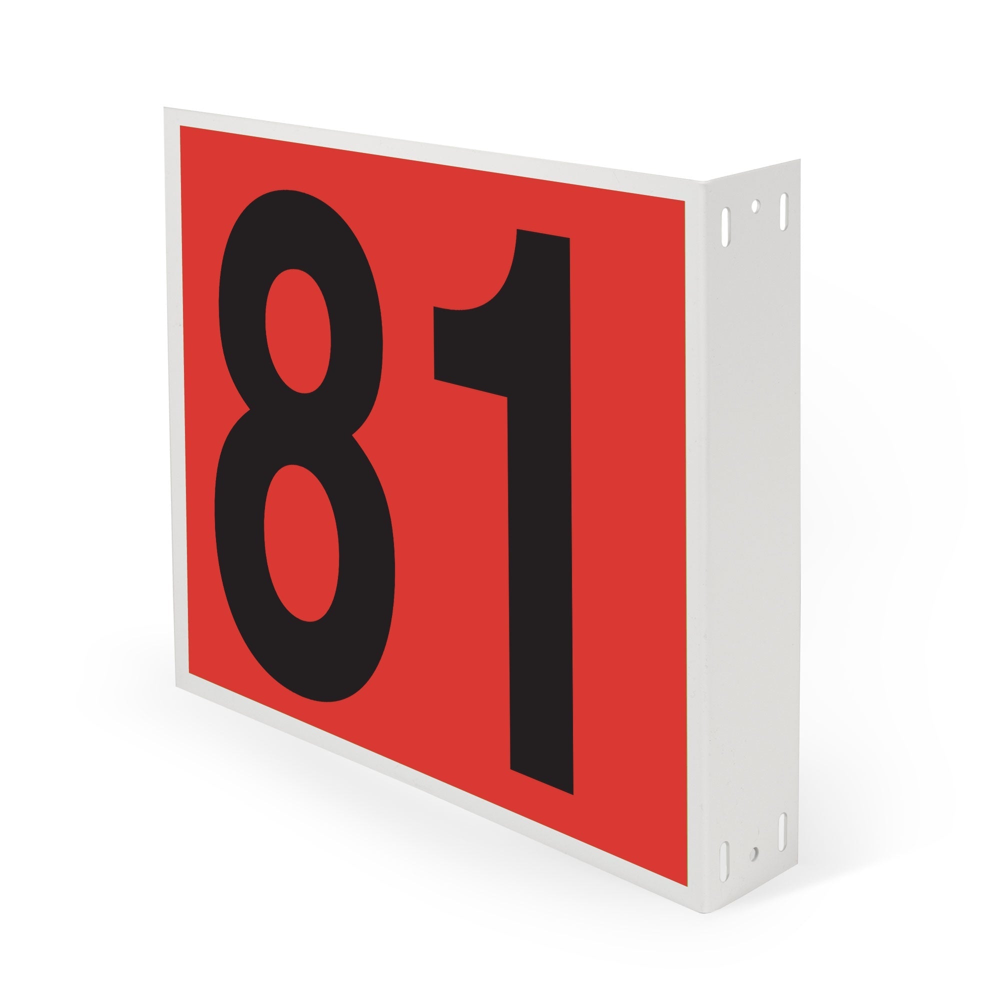 WML10PK81R Heavy Duty Warehouse Aisle Location Signs (12 in x 10 in) Consecutively Numbered with L-Bend Printed Both Sides (10 /pkg) Numbers 81-90 Red