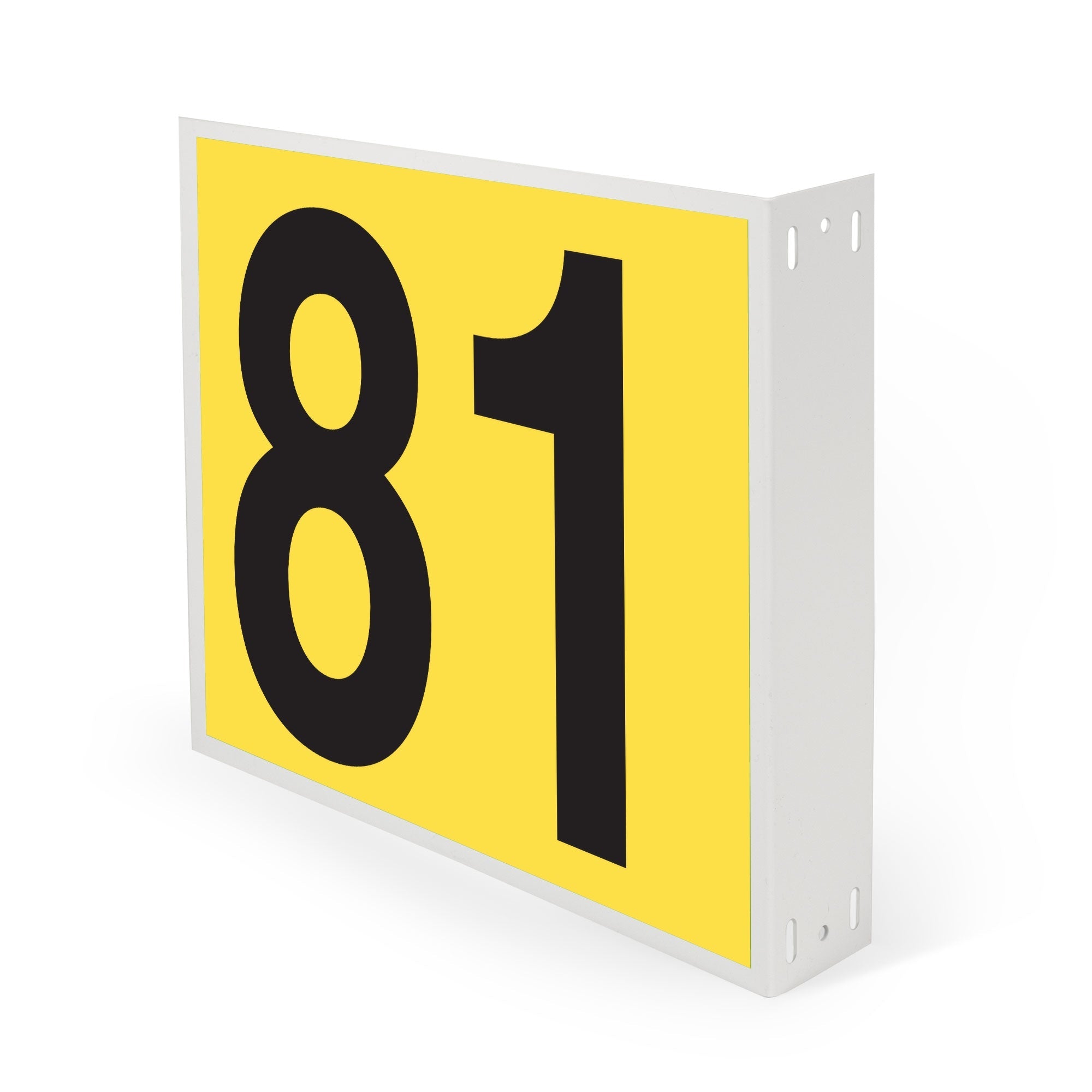 WML10PK81Y Heavy Duty Warehouse Aisle Location Signs (12 in x 10 in) Consecutively Numbered with L-Bend Printed Both Sides (10 /pkg) Numbers 81-90 Yellow