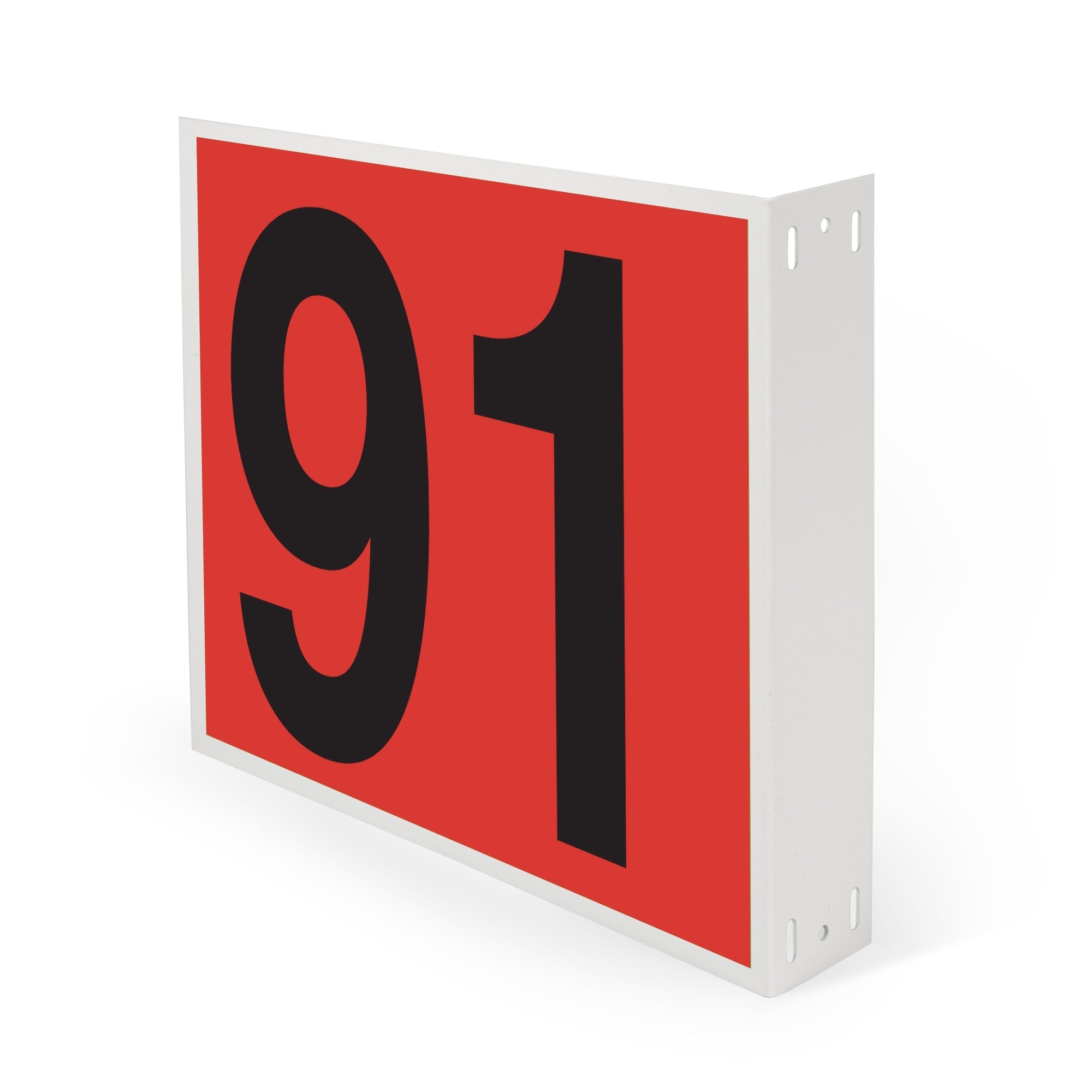WML10PK91R Heavy Duty Warehouse Aisle Location Signs (12 in x 10 in) Consecutively Numbered with L-Bend Printed Both Sides (10 /pkg) Numbers 91-100 Red