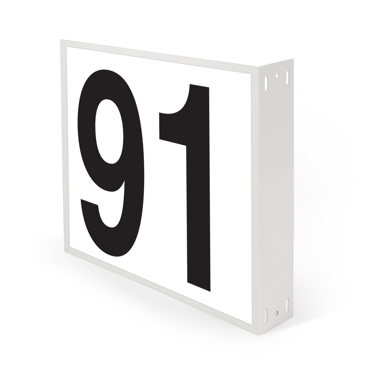 WML10PK91W Heavy Duty Warehouse Aisle Location Signs (12 in x 10 in) Consecutively Numbered with L-Bend Printed Both Sides (10 /pkg) Numbers 91-100 White