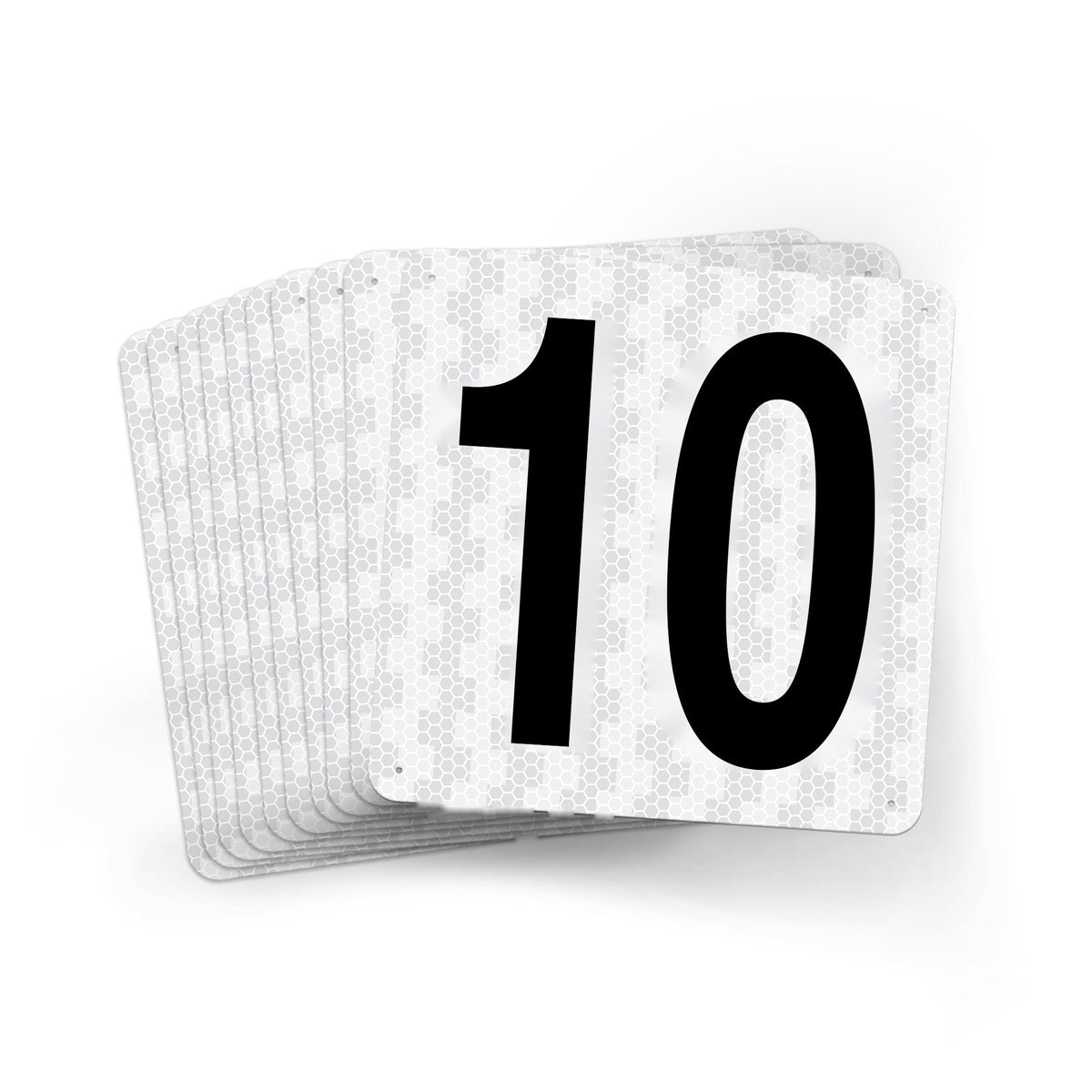 WMR18PK01 Outdoor Prismatic Reflective Aluminum Warehouse Dock Location Signs (18" x 18")  Consecutively Numbered (10 /pkg) Numbers 1 - 10