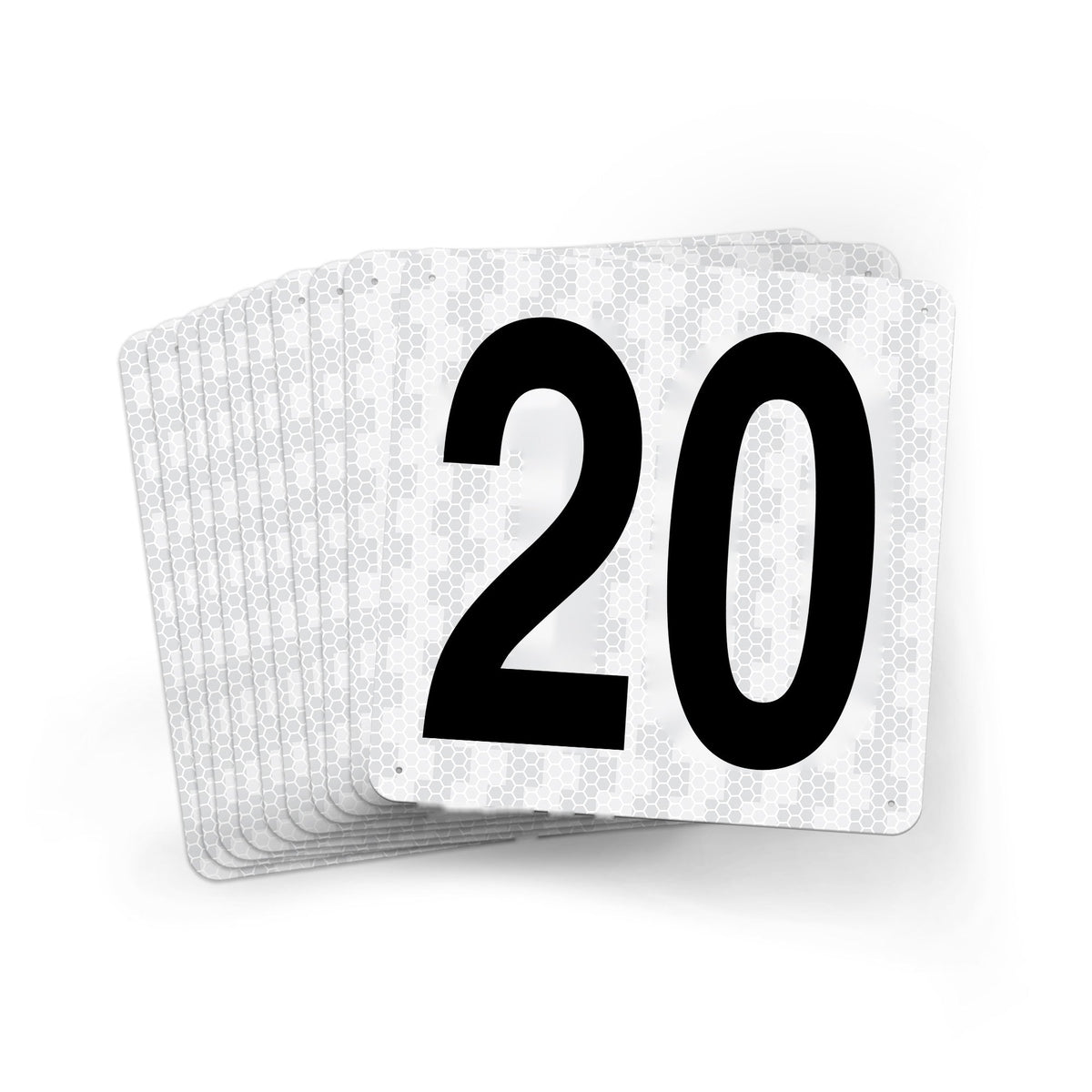 WMR18PK11 Outdoor Prismatic Reflective Aluminum Warehouse Dock Location Signs (18" x 18")  Consecutively Numbered (10 /pkg) Numbers 11 - 20