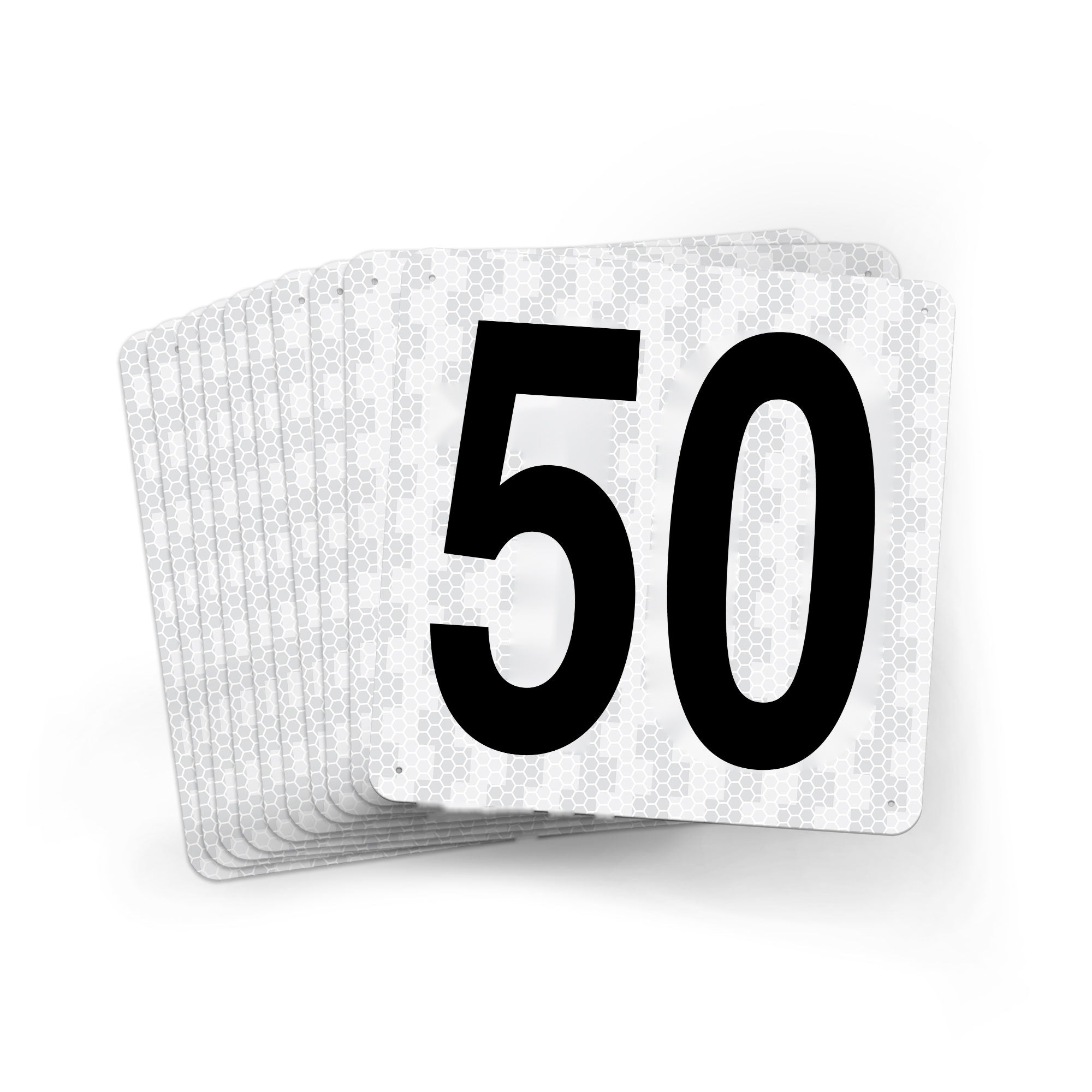 WMR18PK41 Outdoor Prismatic Reflective Aluminum Warehouse Dock Location Signs (18" x 18")  Consecutively Numbered (10 /pkg) Numbers 41 - 50
