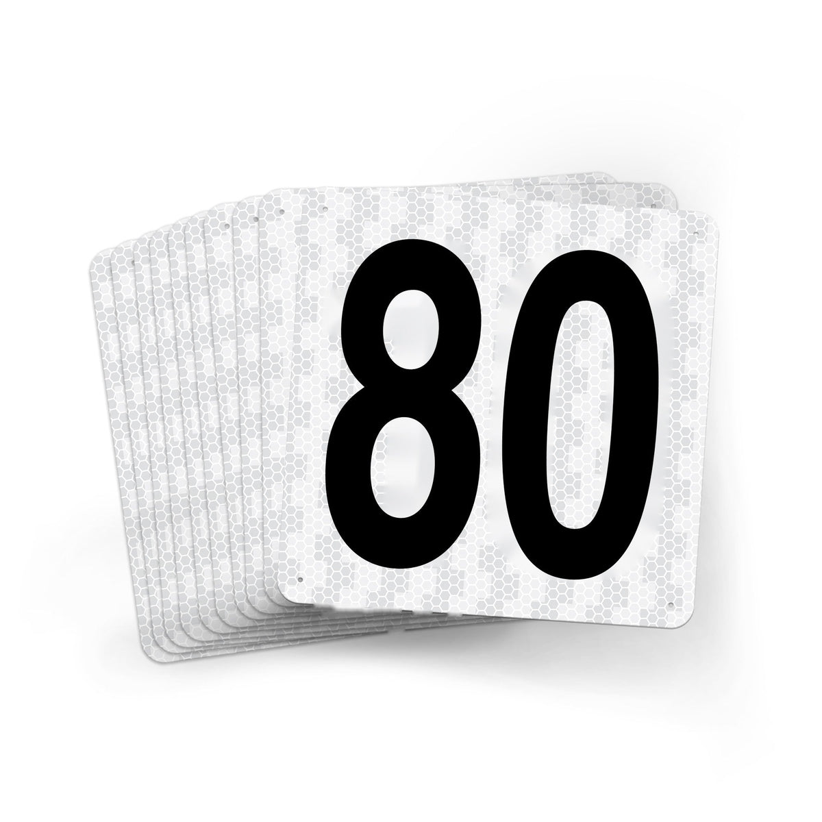 WMR18PK71 Outdoor Prismatic Reflective Aluminum Warehouse Dock Location Signs (18" x 18")  Consecutively Numbered (10 /pkg) Numbers 71 - 80