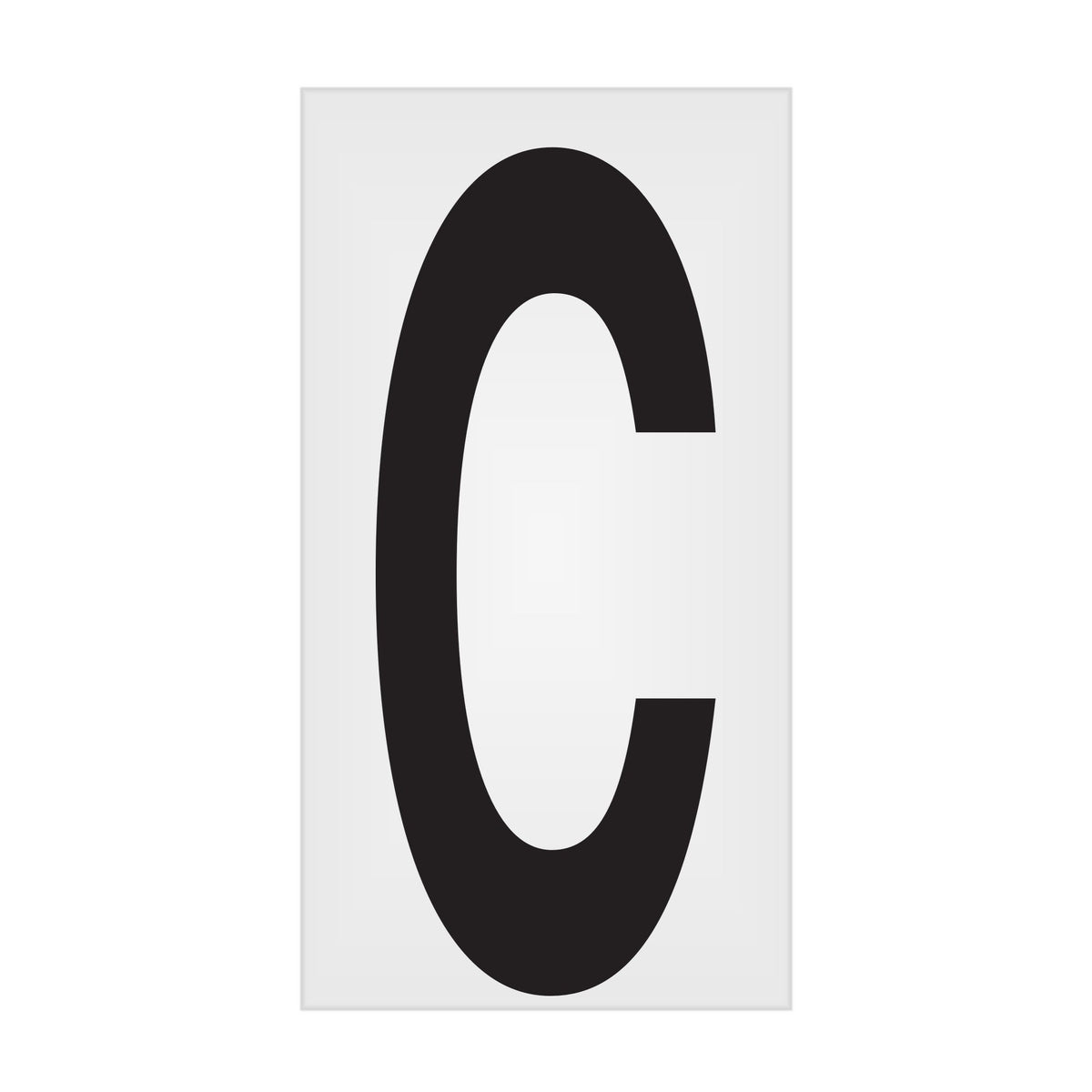 BC035PKC BC035PK -series Butt Cut Black on White Adhesive VynMark® Decal Markers 3.5 Inch High Letters (50 /pkg) Letter C
