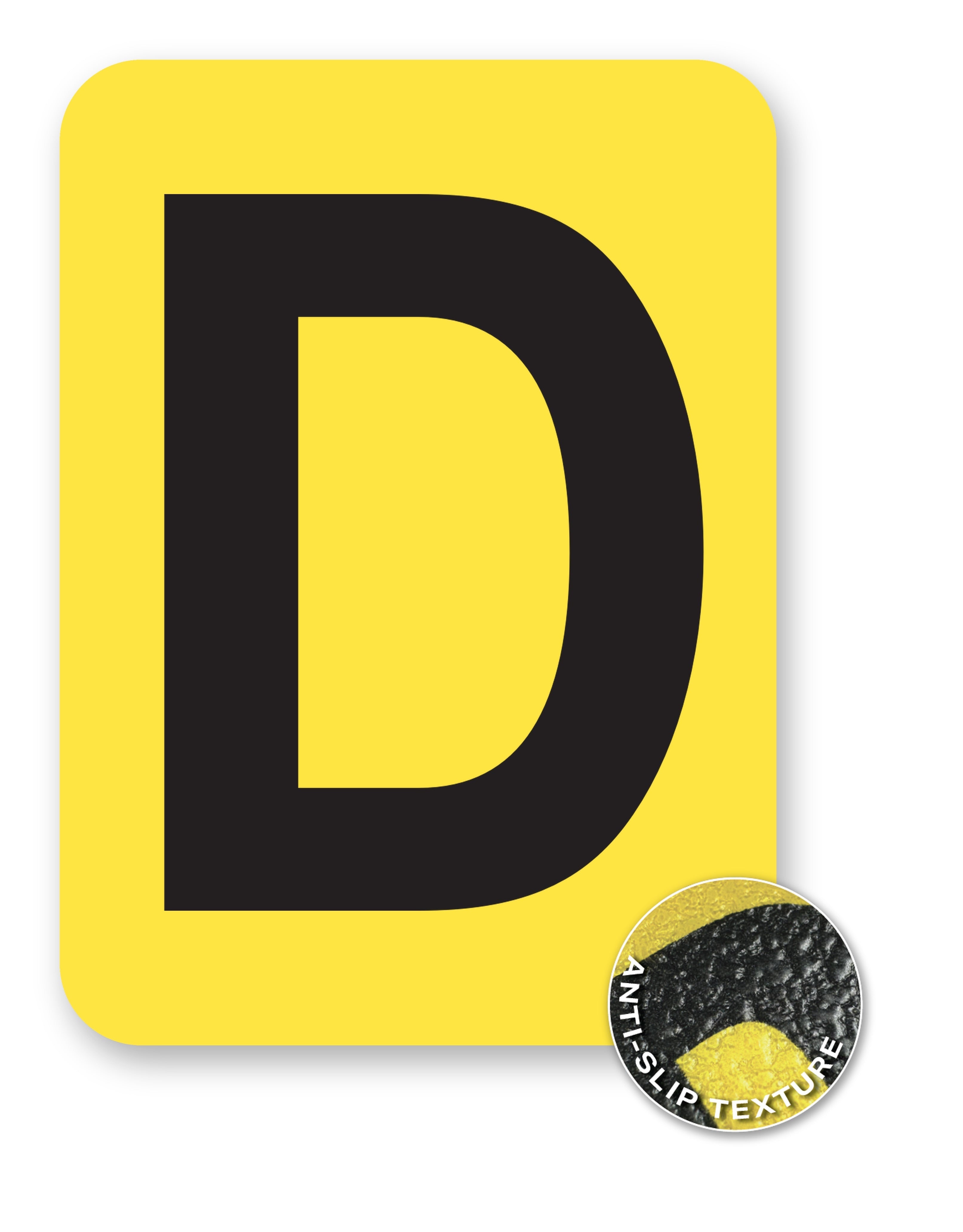 BC08YPKD BC08YPK-series Single Butt Cut Yellow Inventory Location Floor Markers 8 Inch High Letters (5 /pkg) Letter D