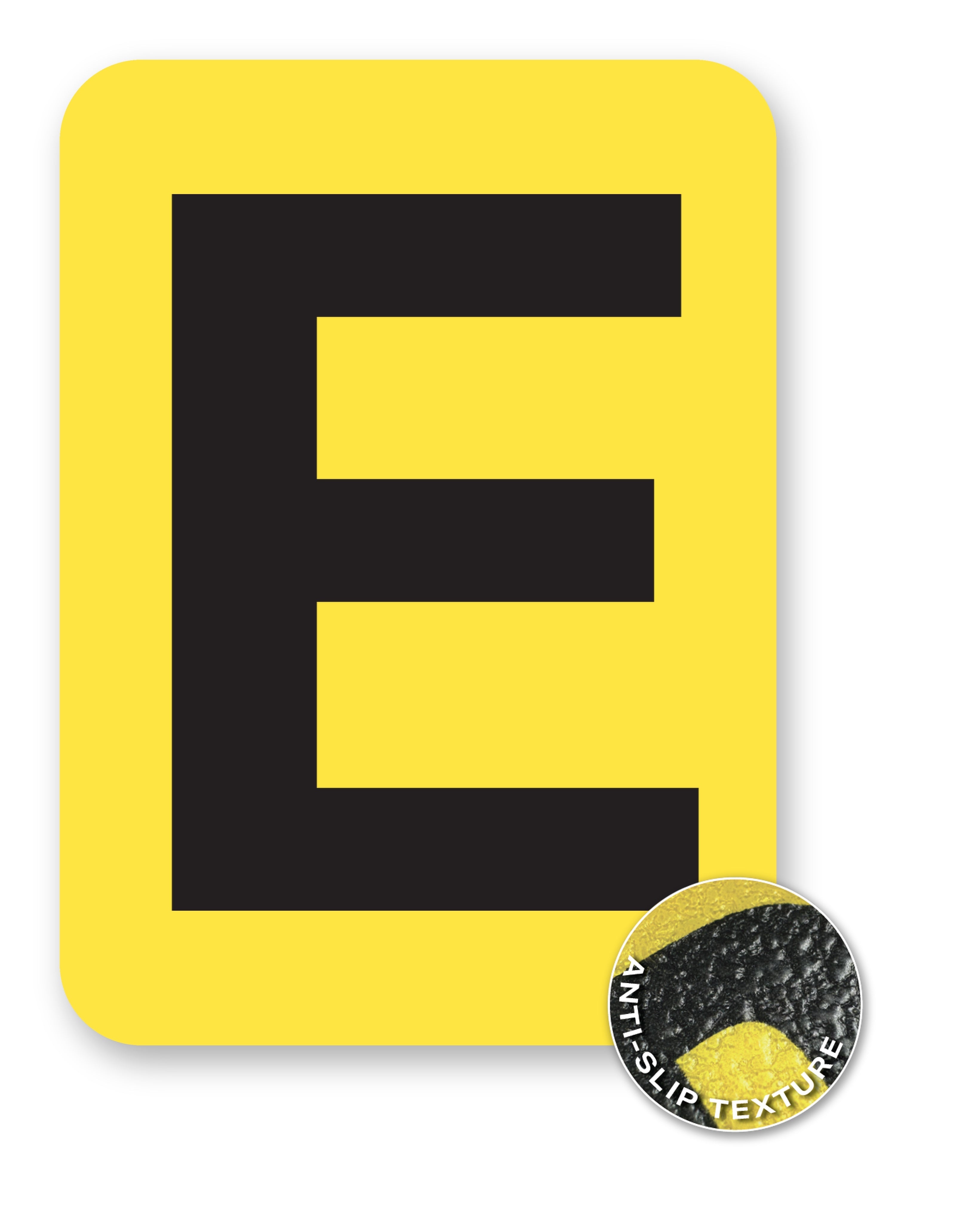 BC08YPKE BC08YPK-series Single Butt Cut Yellow Inventory Location Floor Markers 8 Inch High Letters (5 /pkg) Letter E