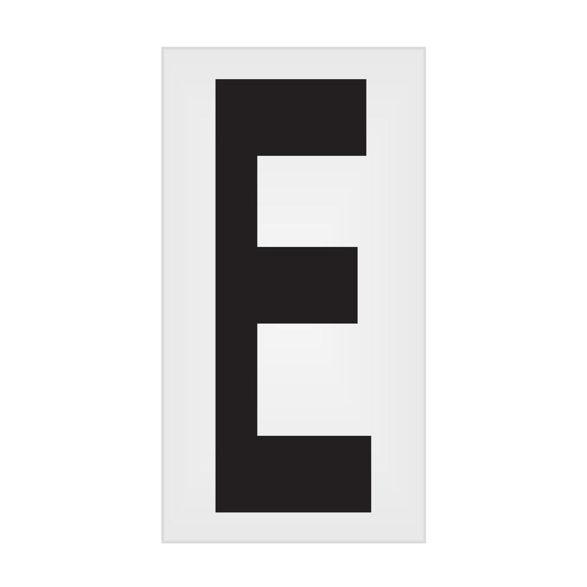 BC035PKE BC035PK -series Butt Cut Black on White Adhesive VynMark® Decal Markers 3.5 Inch High Letters (50 /pkg) Letter E