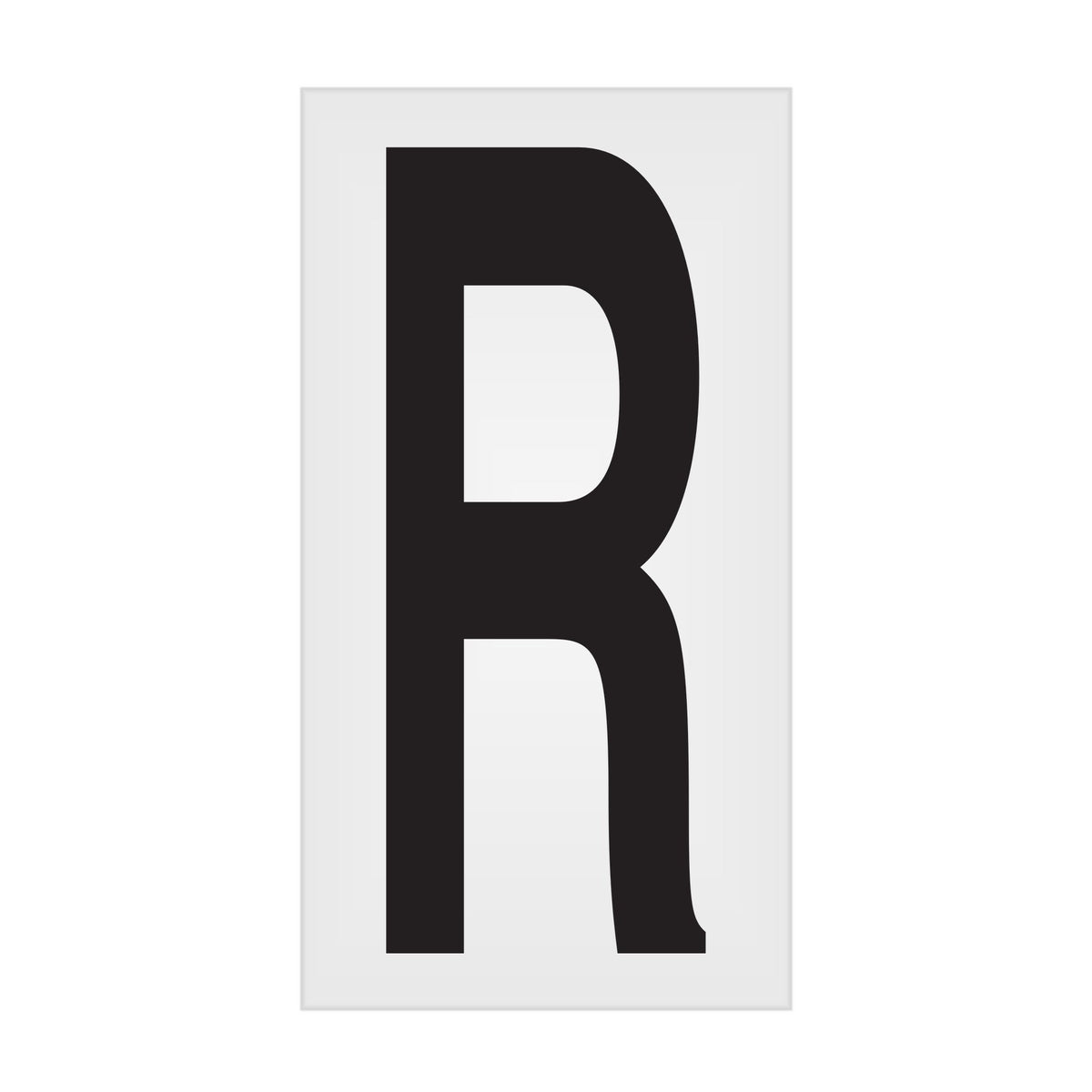 BC035PKR BC035PK -series Butt Cut Black on White Adhesive VynMark® Decal Markers 3.5 Inch High Letters (50 /pkg) Letter R
