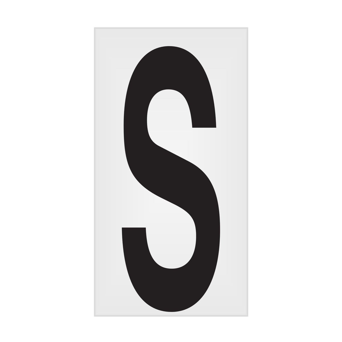 BC035PKS BC035PK -series Butt Cut Black on White Adhesive VynMark® Decal Markers 3.5 Inch High Letters (50 /pkg) Letter S