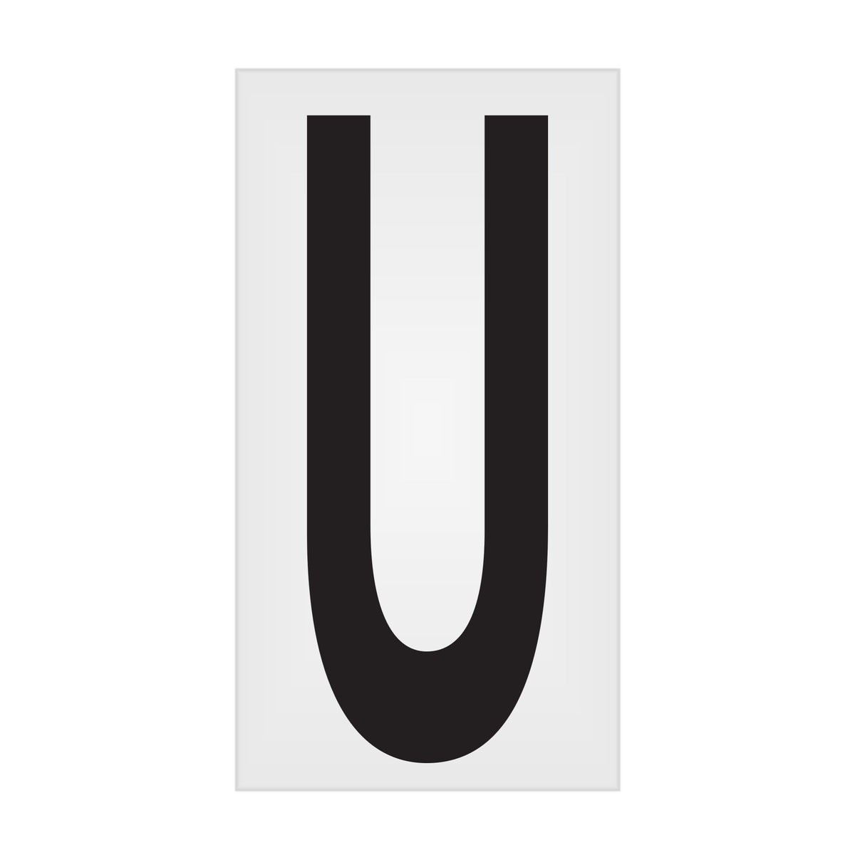 BC035PKU BC035PK -series Butt Cut Black on White Adhesive VynMark® Decal Markers 3.5 Inch High Letters (50 /pkg) Letter U