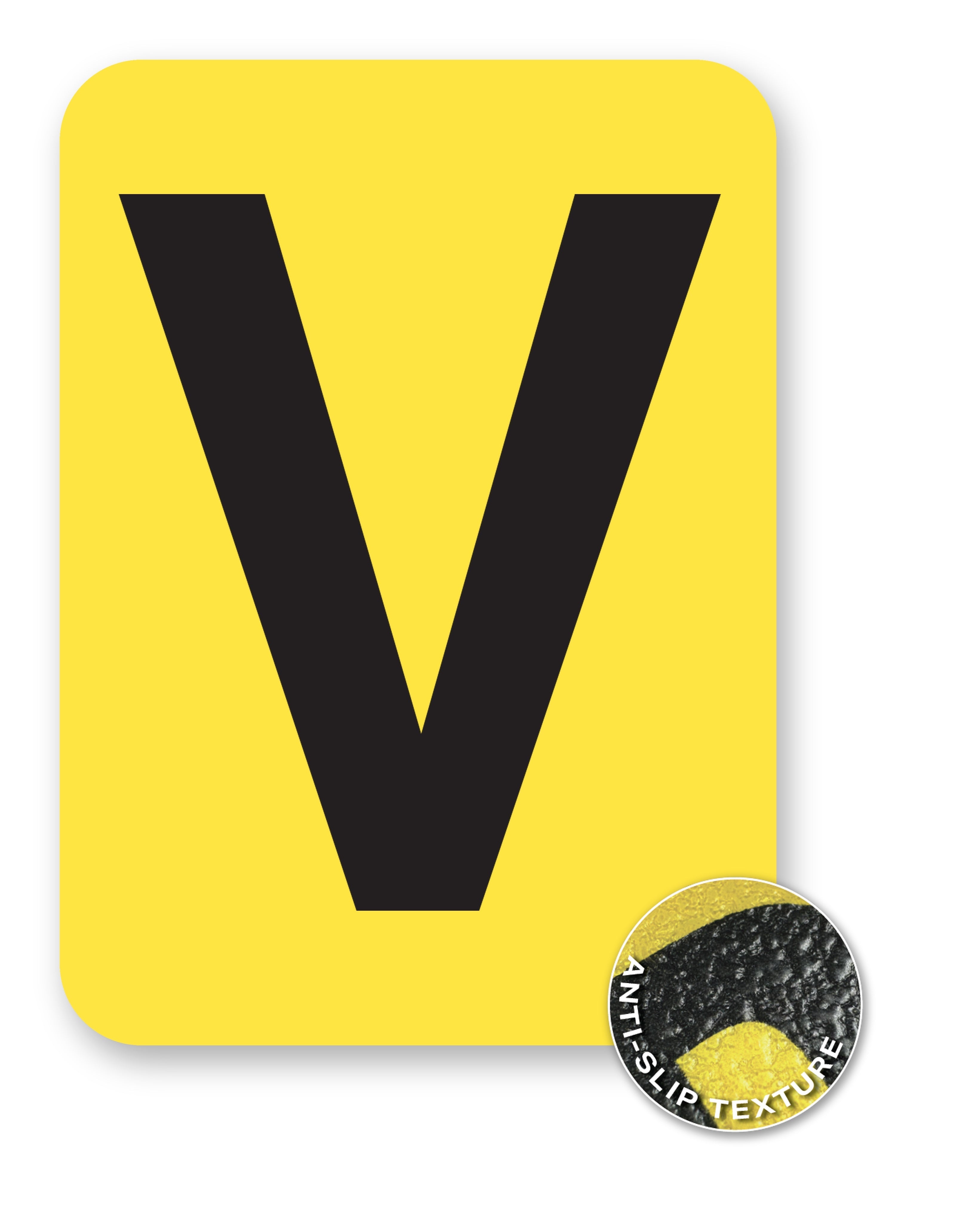 BC08YPKV BC08YPK-series Single Butt Cut Yellow Inventory Location Floor Markers 8 Inch High Letters (5 /pkg) Letter V