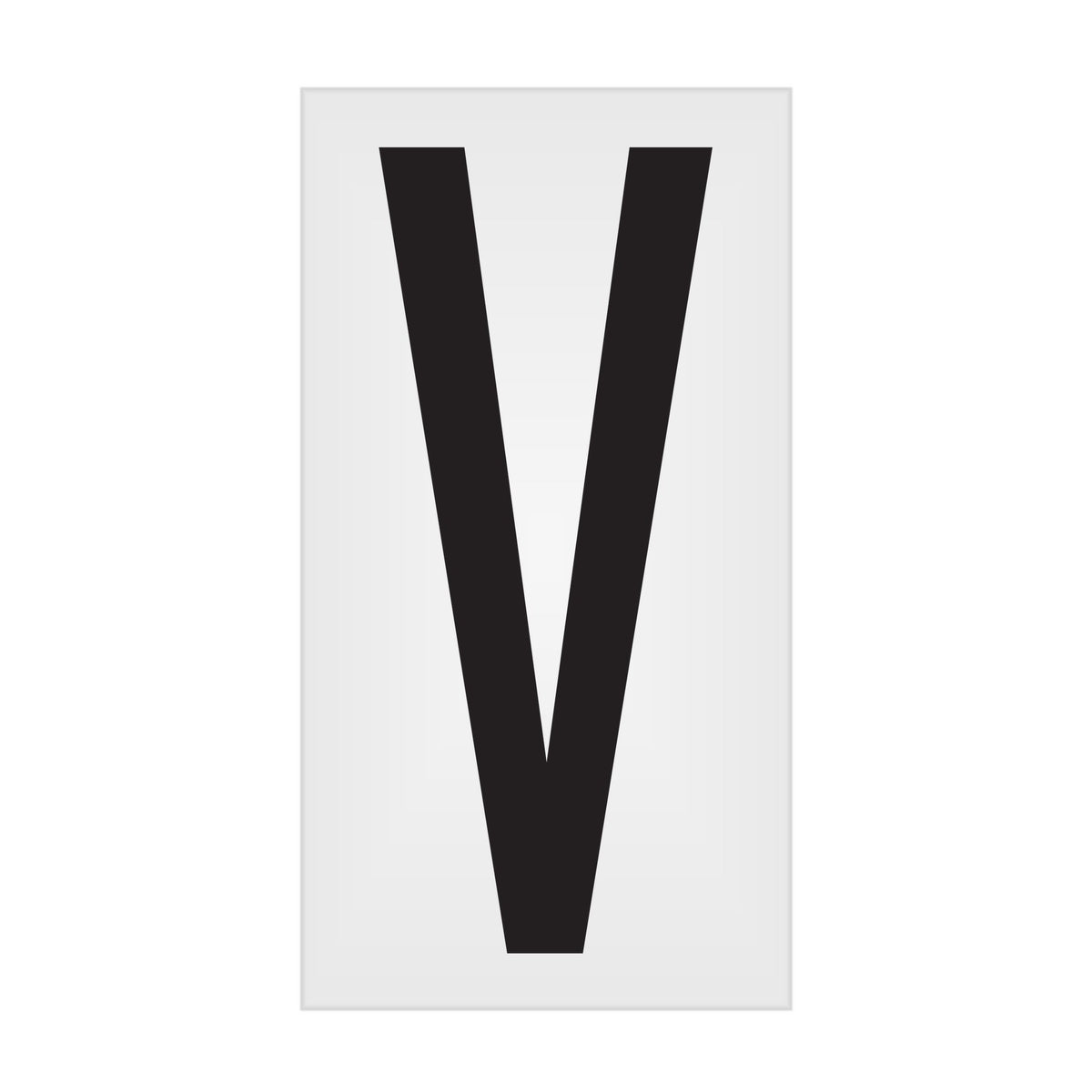 BC035PKV BC035PK -series Butt Cut Black on White Adhesive VynMark® Decal Markers 3.5 Inch High Letters (50 /pkg) Letter V
