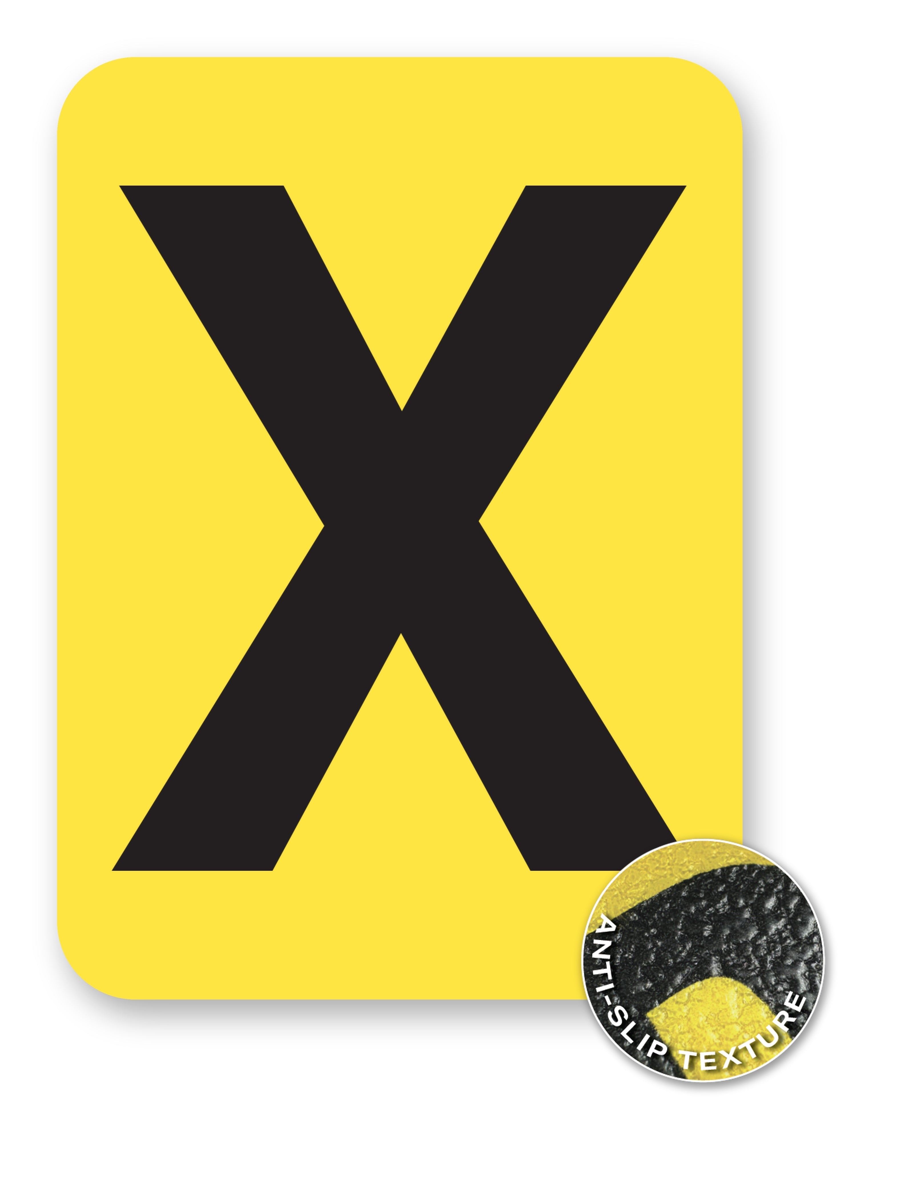 BC08YPKX BC08YPK-series Single Butt Cut Yellow Inventory Location Floor Markers 8 Inch High Letters (5 /pkg) Letter X