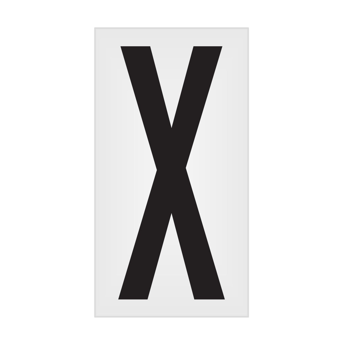 BC035PKX BC035PK -series Butt Cut Black on White Adhesive VynMark® Decal Markers 3.5 Inch High Letters (50 /pkg) Letter X
